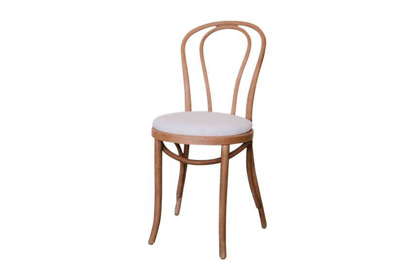 Natural Bentwood Chairs with Cream Cushions