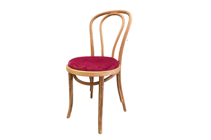 Natural Bentwood Chairs with Deep Pink Valentina Cushions — Distressed