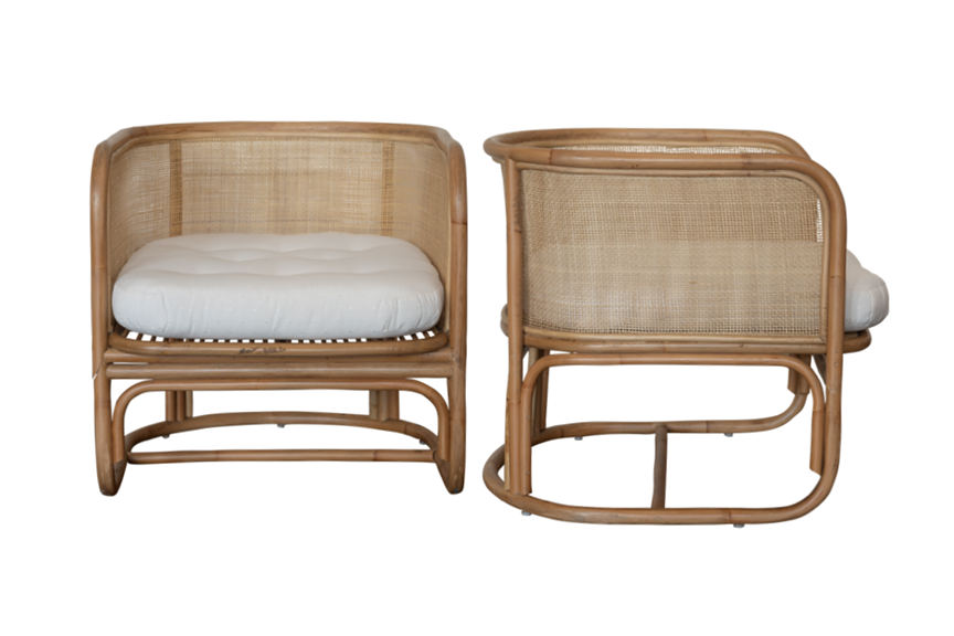 Malacca Chairs with Cream Cushions