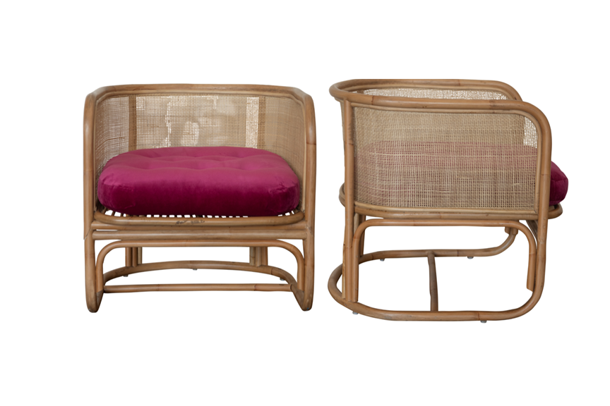 Malacca Chairs with Deep Pink Cushion