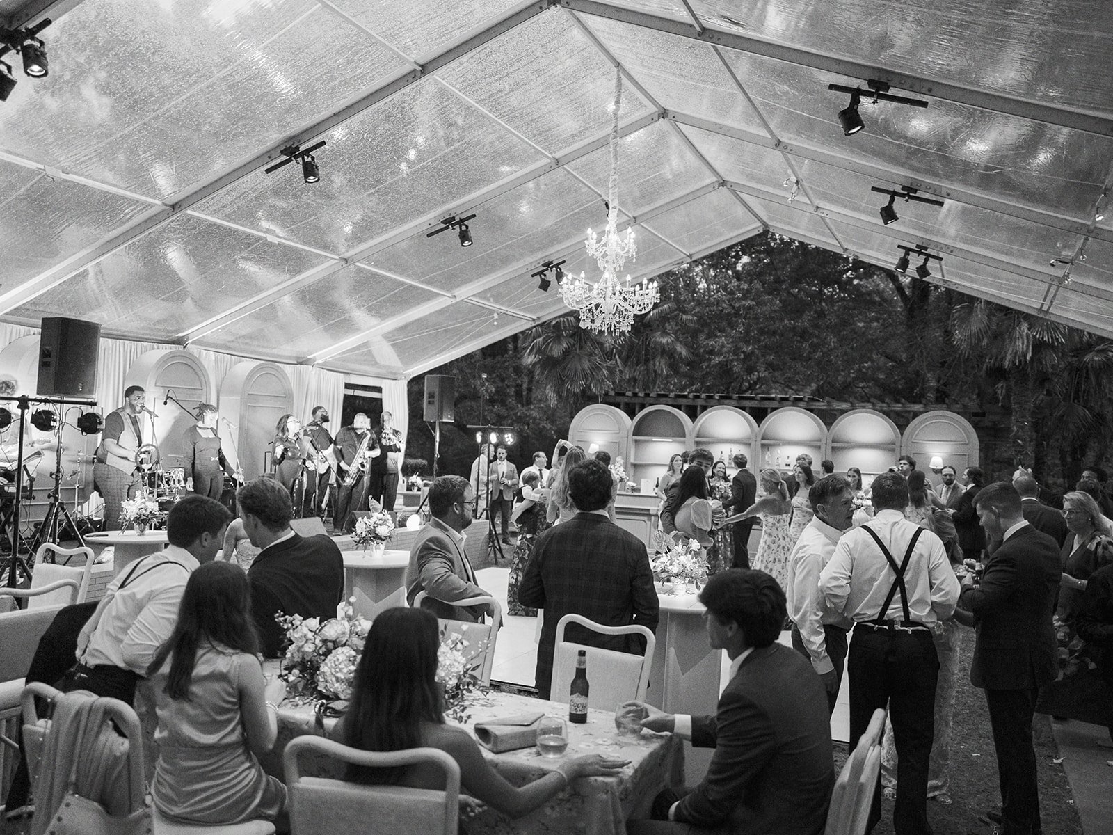 Guest enjoying a luxury wedding reception at Field and Forest in Mississippi. 
