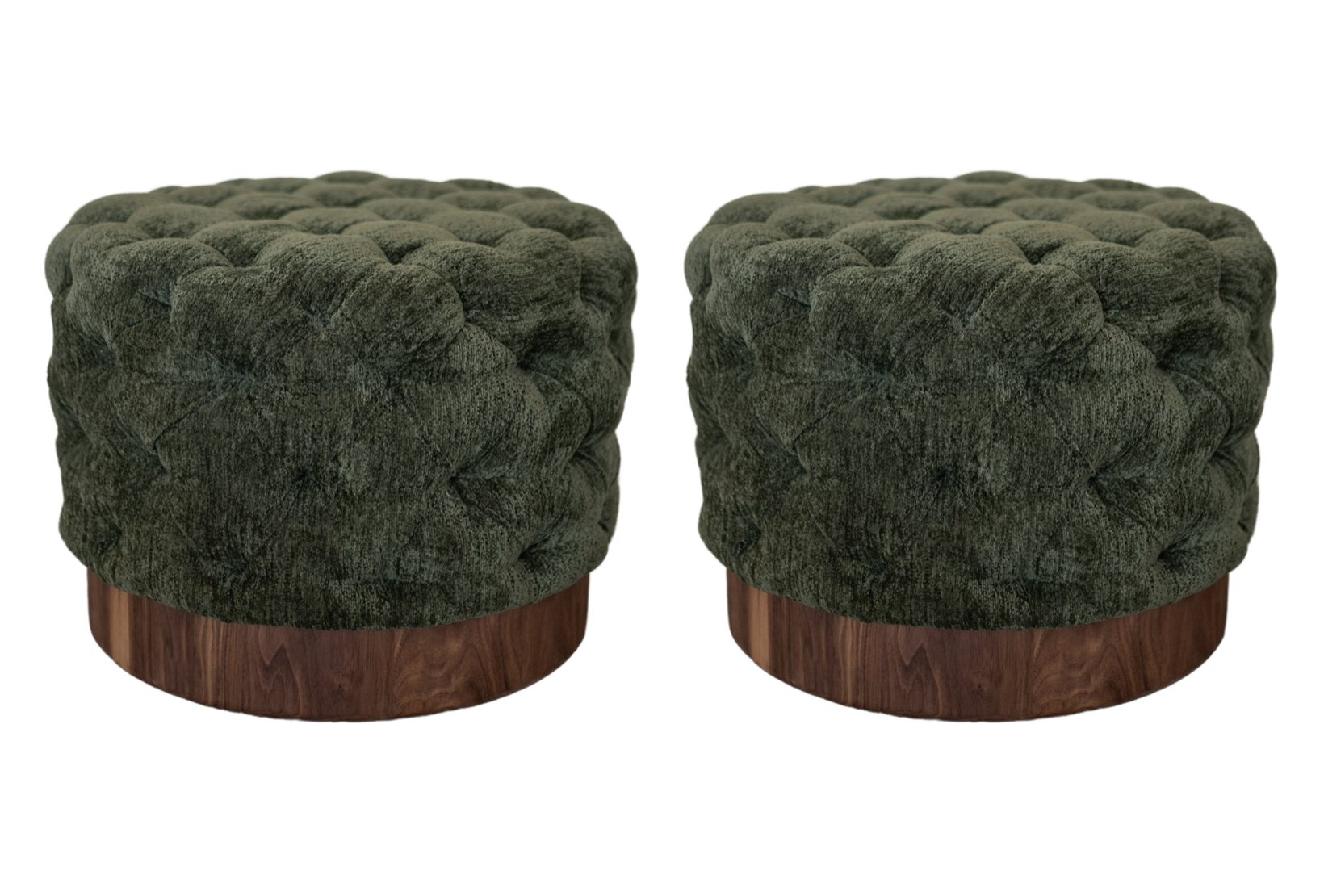 Deep Green Tufted Ottomans