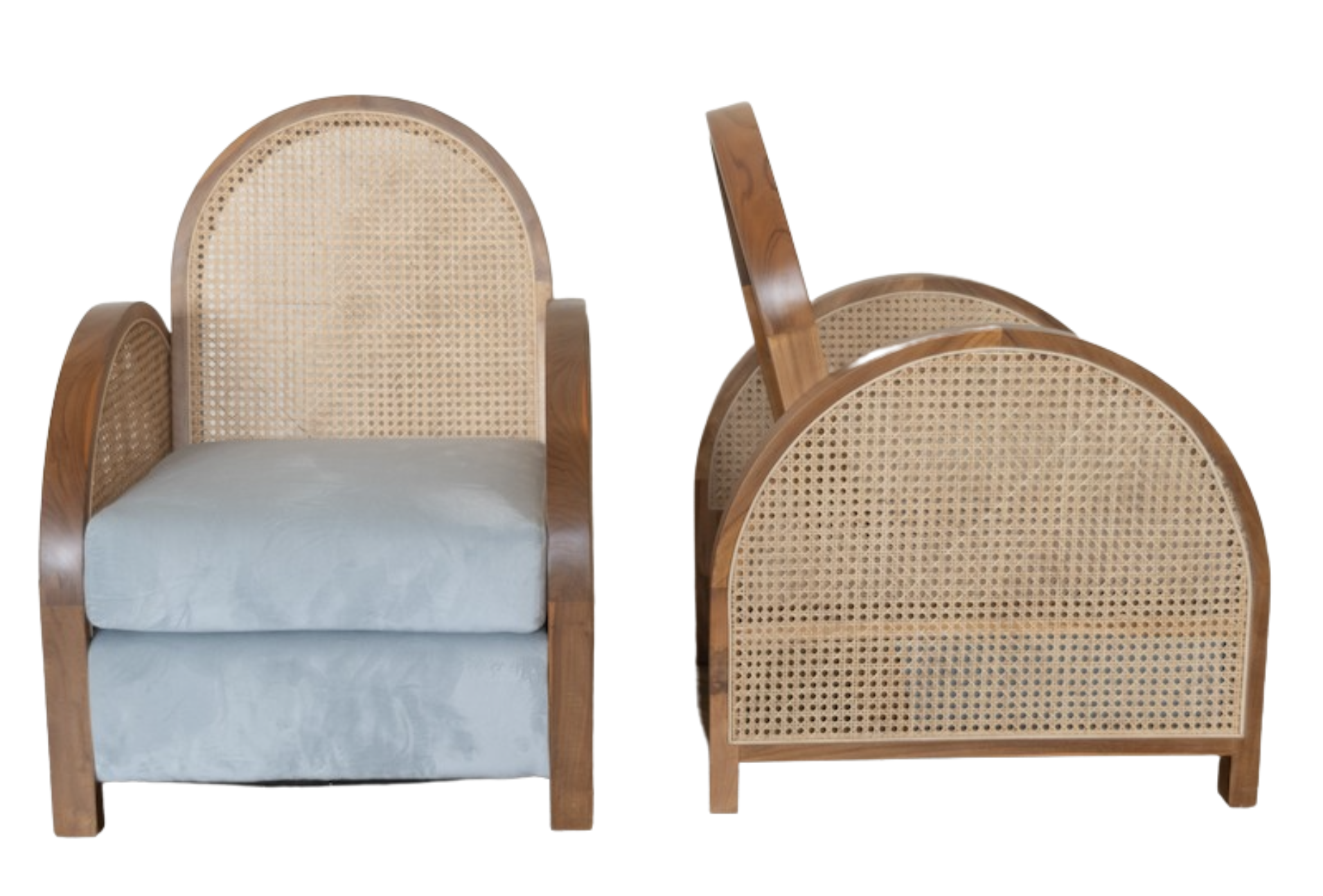 Powder Blue Arc Cane Chairs