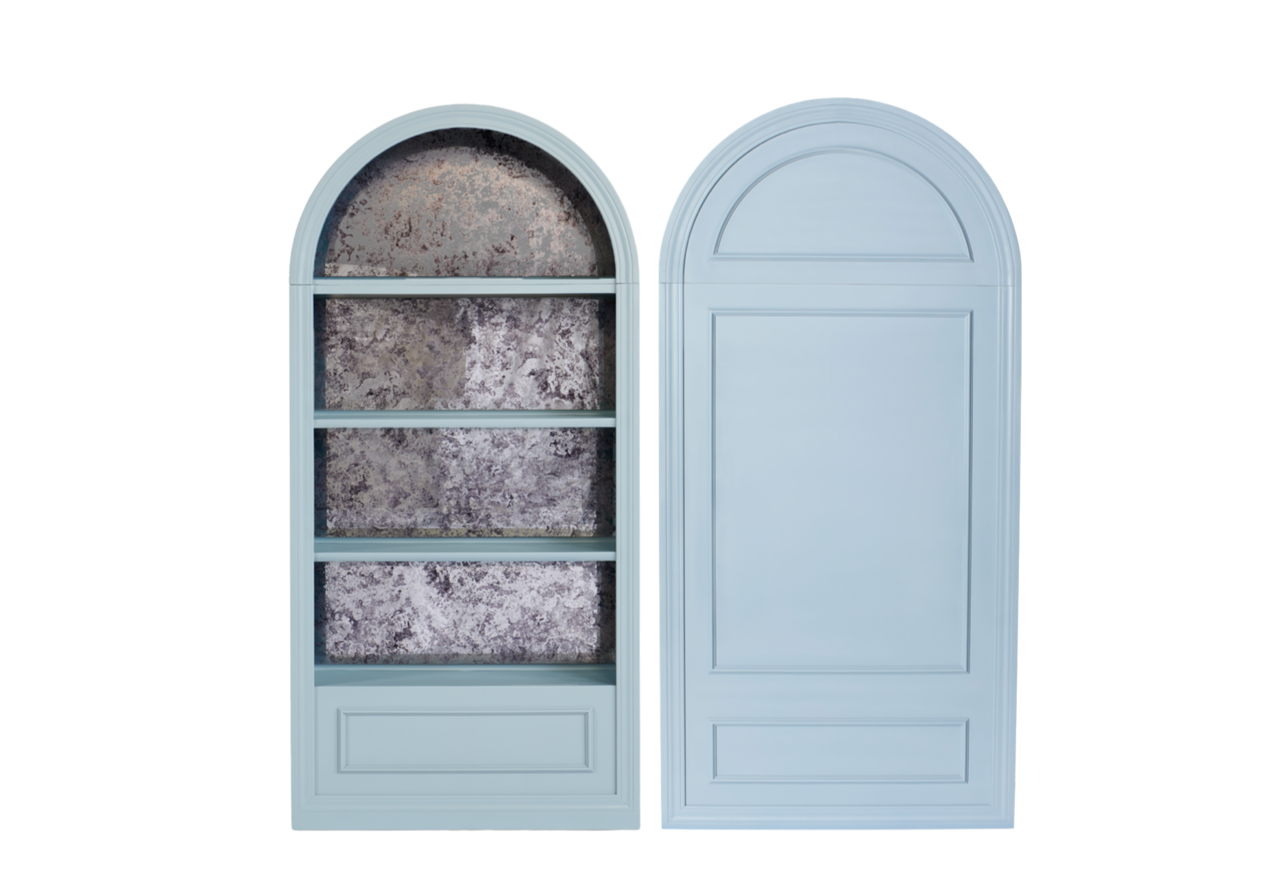 French Blue Shelves with Smoked Antique Mirror