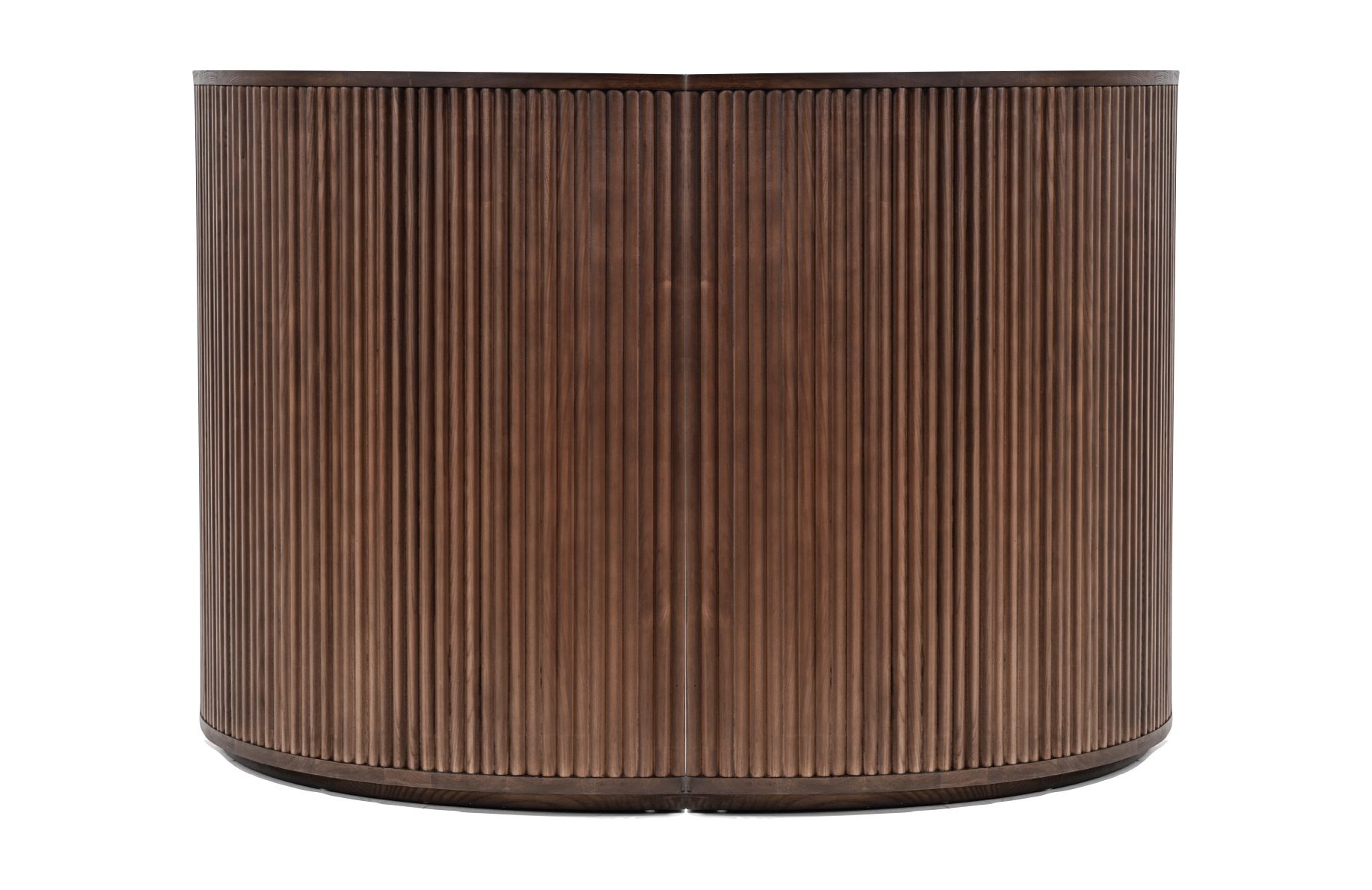 Walnut Ribbed Wood 5 Foot Half-Moon Bar