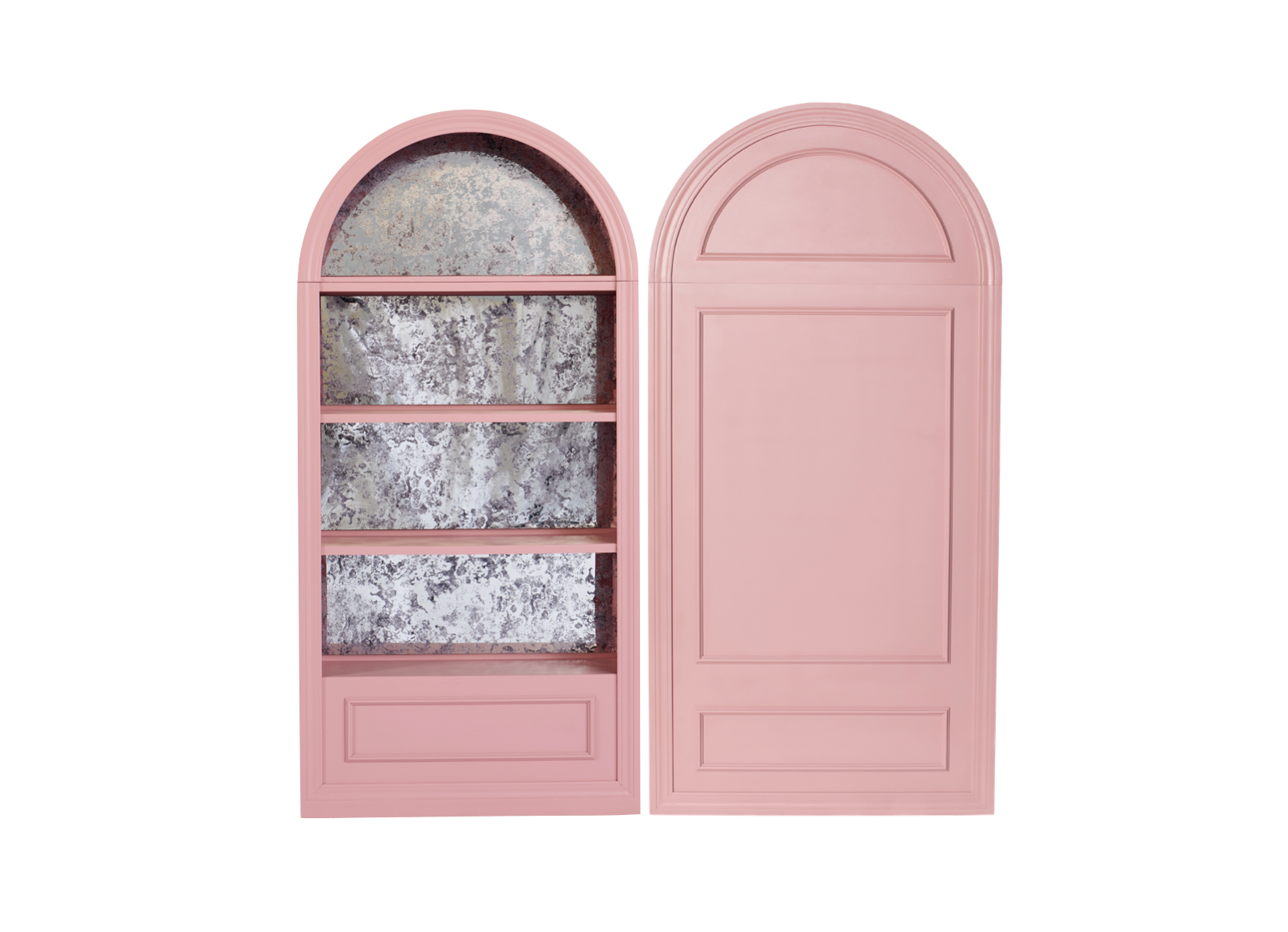 Deep Blush Shelves with Smoked Antique Mirror