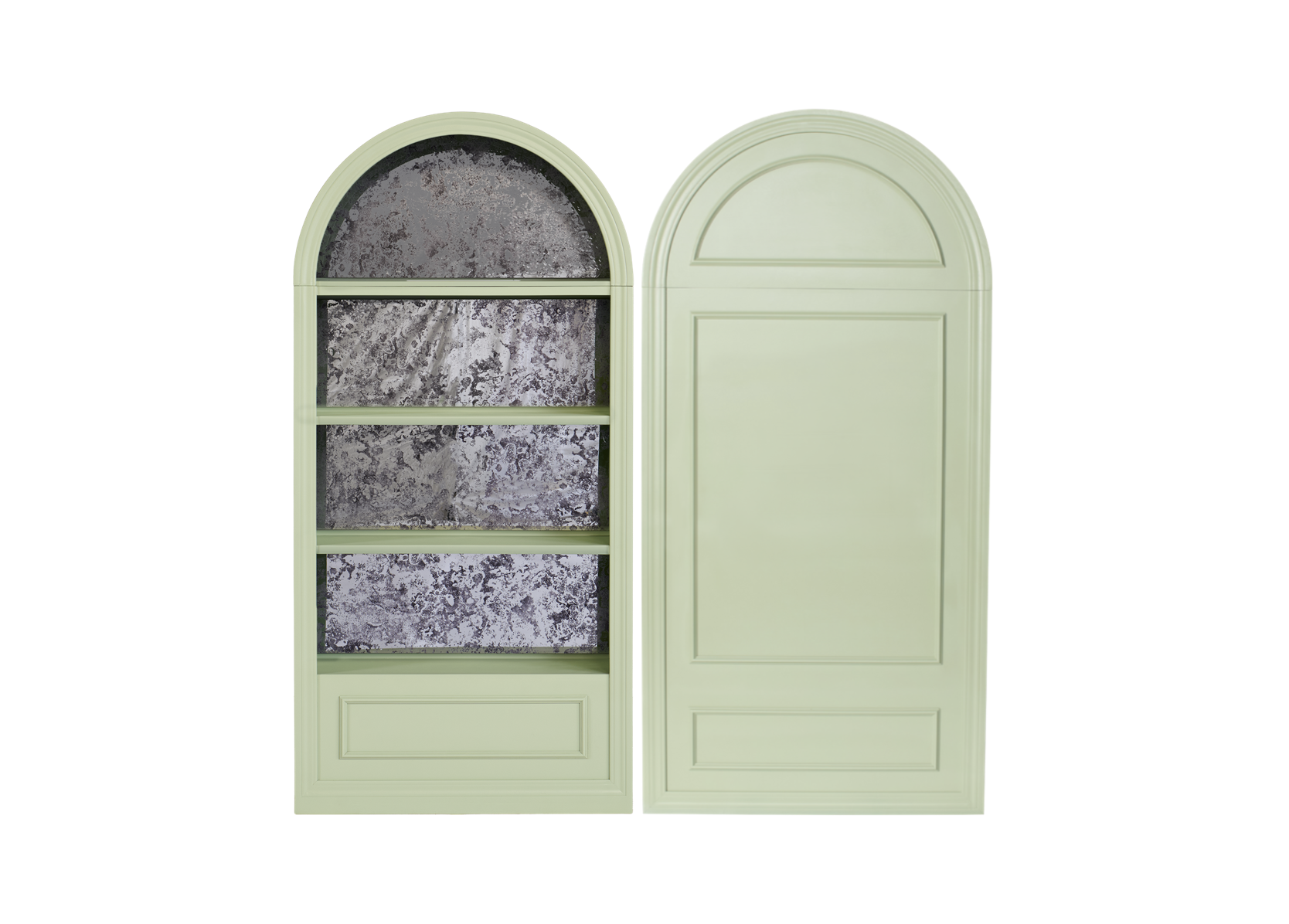 Pistachio Shelves with Smoked Antique Mirror