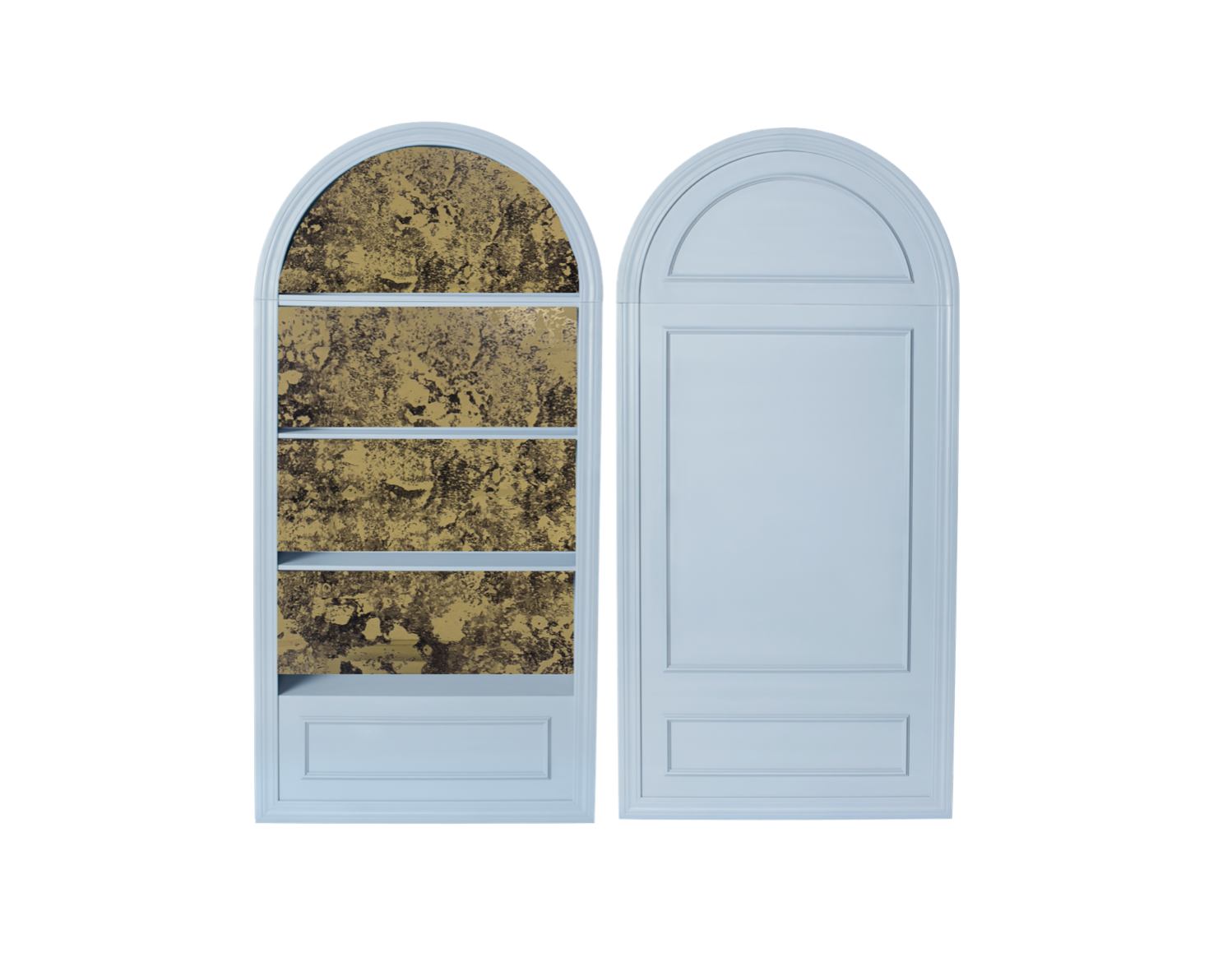 French Blue Shelves with Gold Antique Mirror