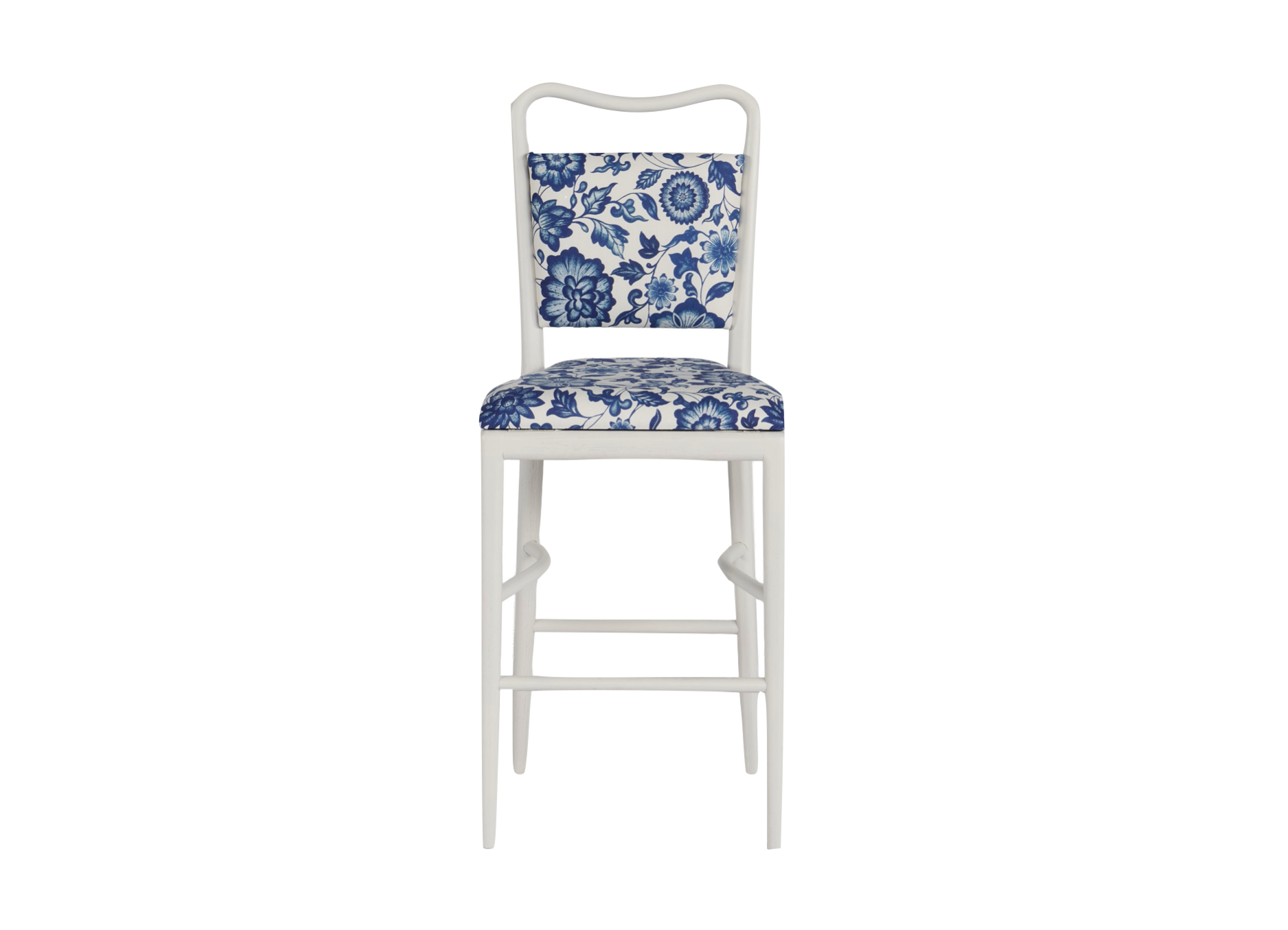 Bone Barstool with French Floral Cushions