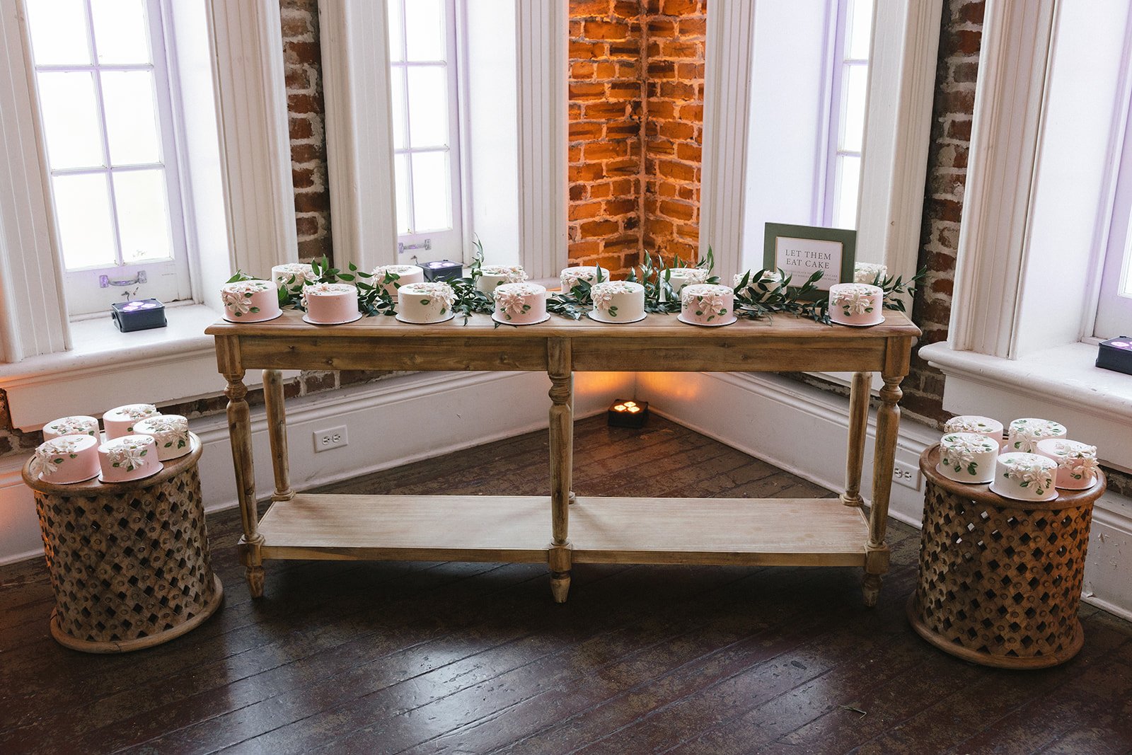 Wedding welcome table at Felicity Church in New Orleans.