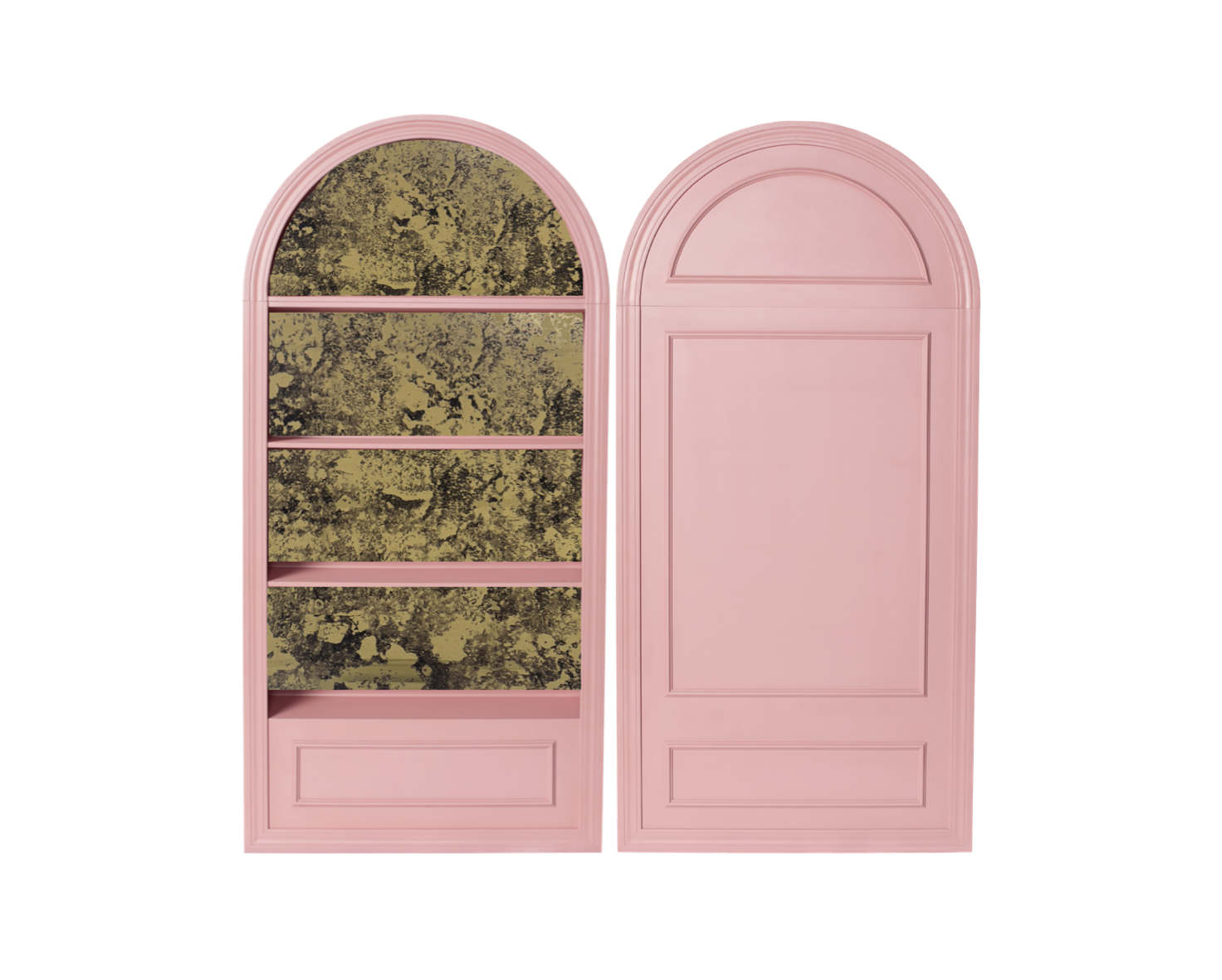 Deep Blush Shelves with Gold Antique Mirror