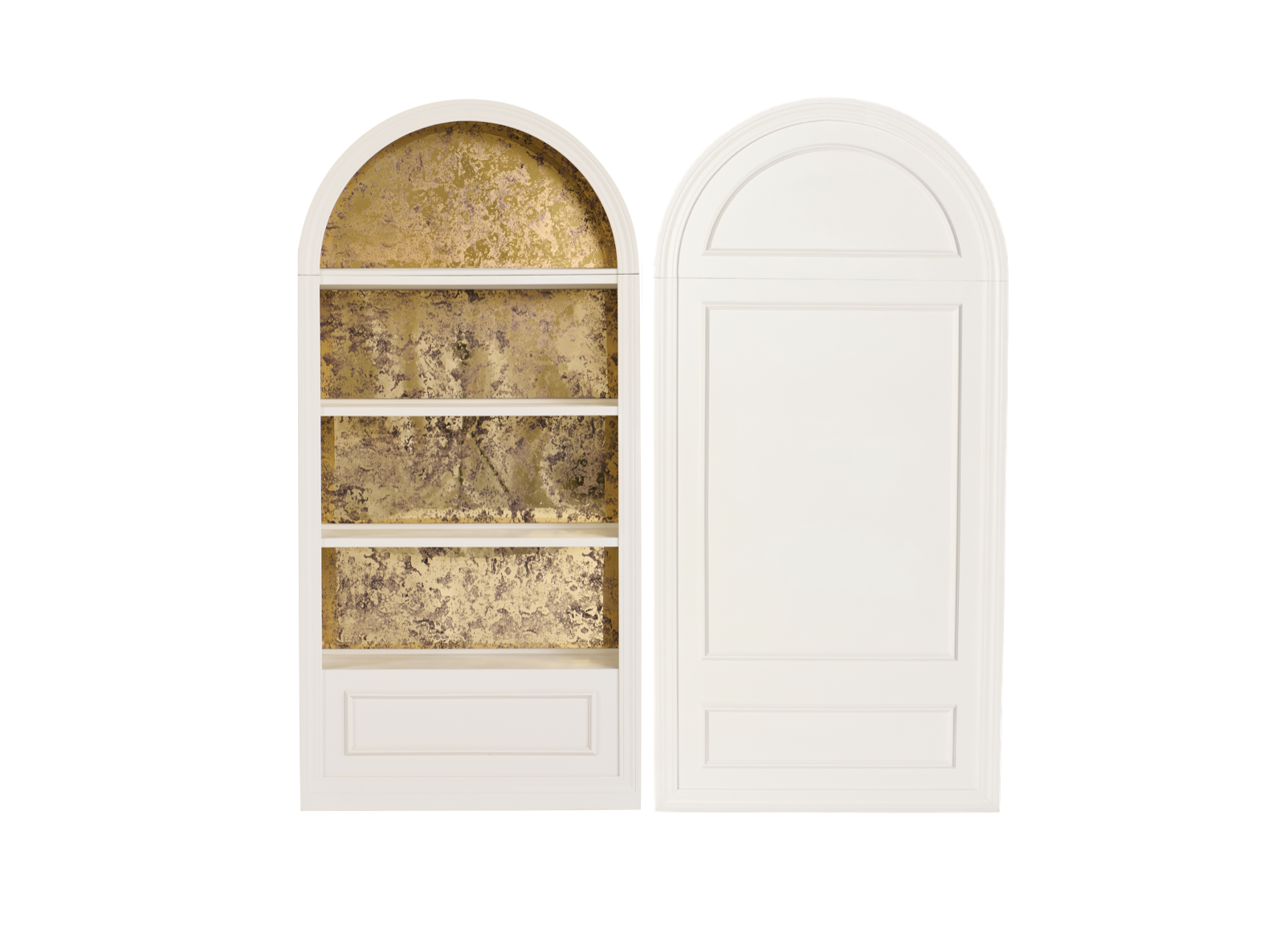 Bone Shelves with Gold Antique Mirror