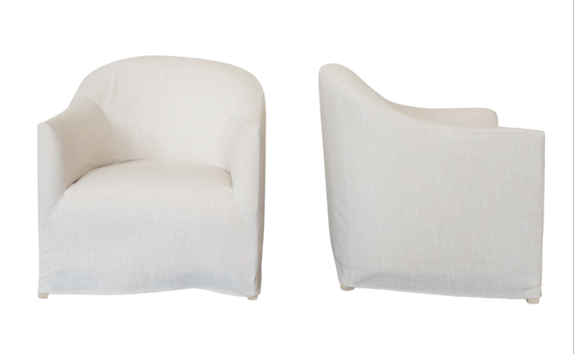 Flax Linen Round Slip Cover Chairs