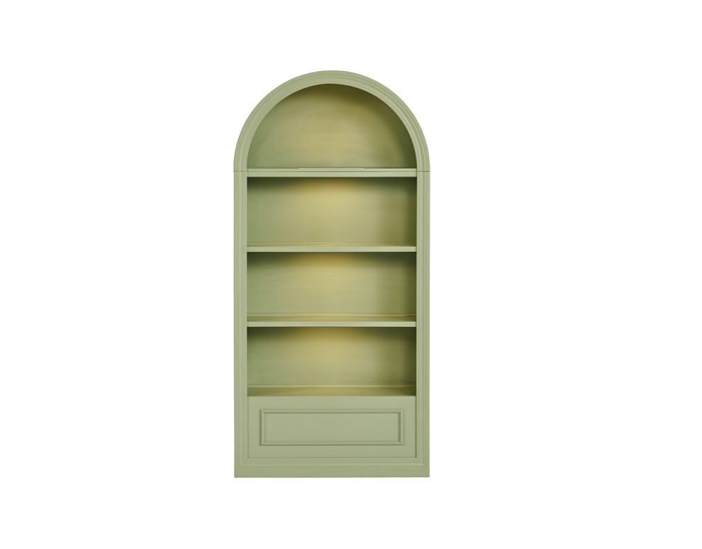 Pistachio Arc Shelves with Recessed Lighting
