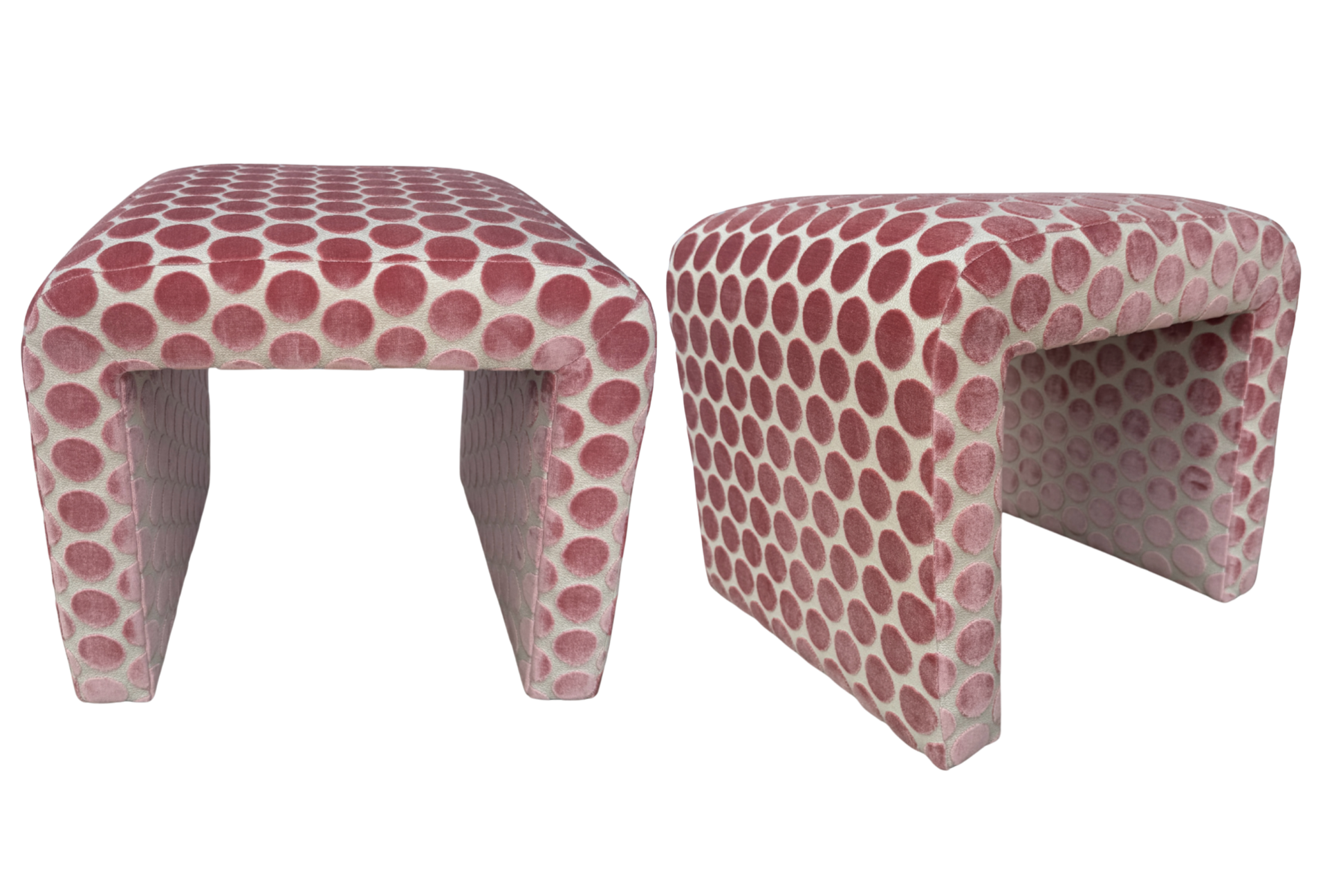 Hot Pink Polka Dot Horseshoe Ottomans