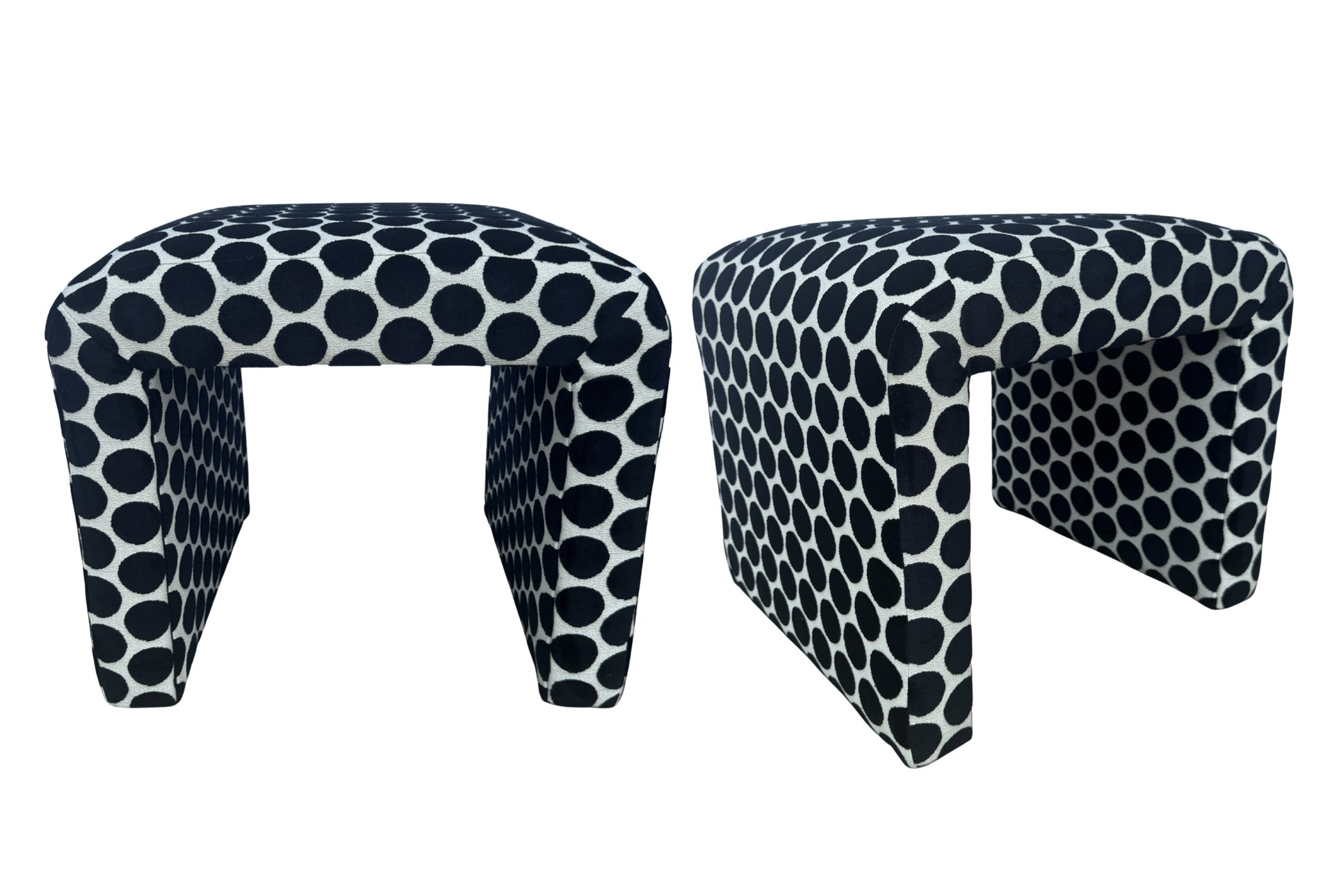 Black and White Polka Dot Horseshoe Ottomans
