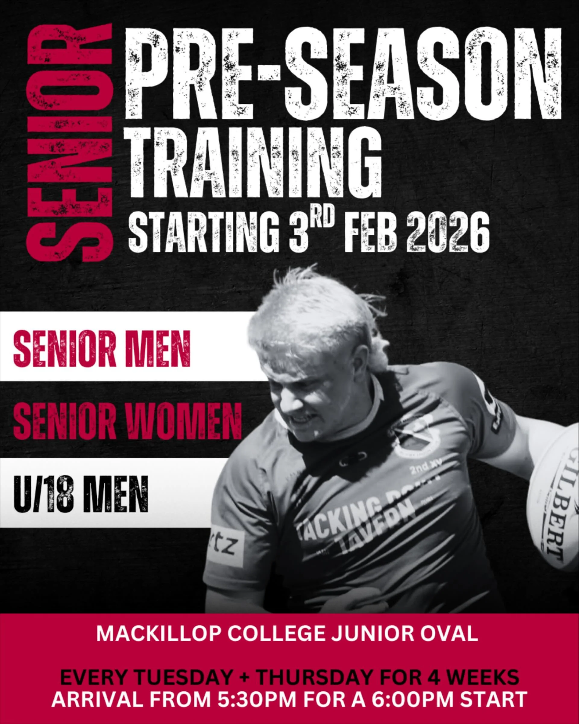 📣 SENIOR PRE-SEASON TRAINING KICKS OFF TUESDAY 3rd FEB 📣 

📆 Date: Starting Tuesday 3rd Feb, continuing each Tuesday and Thursday for 4 weeks
💪🏼 What: Strength and Conditioning training with our new S&amp;C coach for 2026 👀
📍Location: MacKillo