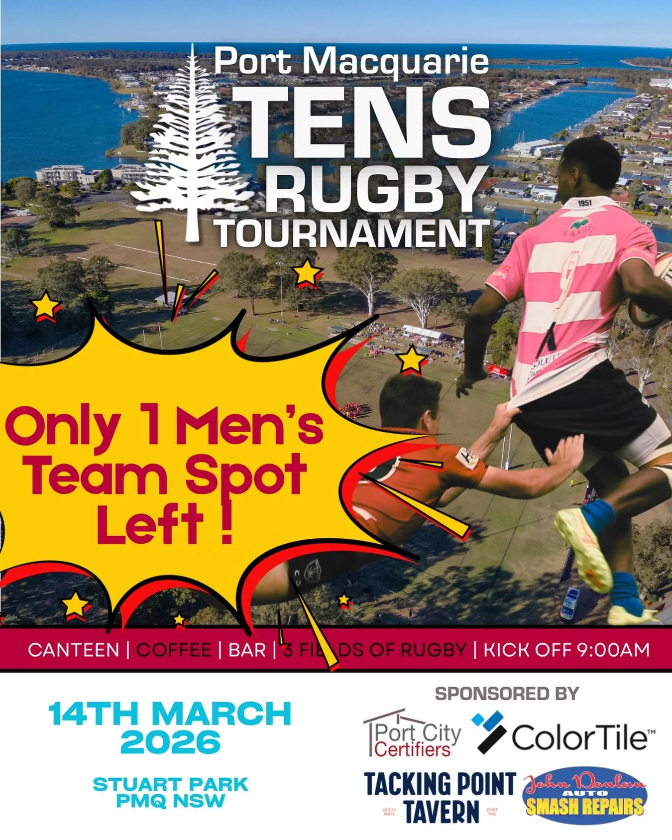 After a late withdrawal, there is still one spot left in the Men&rsquo;s draw. 
Which team is going to take it?! 

Tag in a club/person that needs to be there!

Current teams locked in:
🏉Kempsey Cannonballs
🏉Maitland Blacks 10s Men
🏉Manning River 