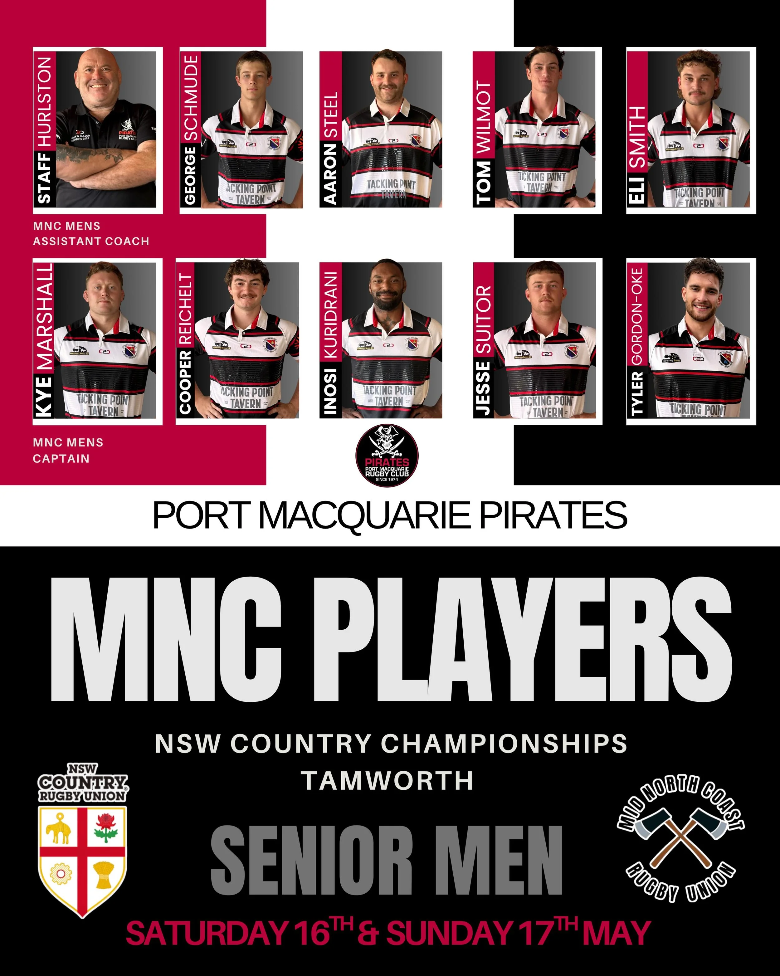 COUNTRY CHAMPIONSHIPS 🏉🏴&zwj;☠️

Congratulations to our Pirates Rugby Club Senior representatives selected for the Country Championships this weekend in Tamworth and our Junior representatives who are playing a country trial match in the Gold Coast