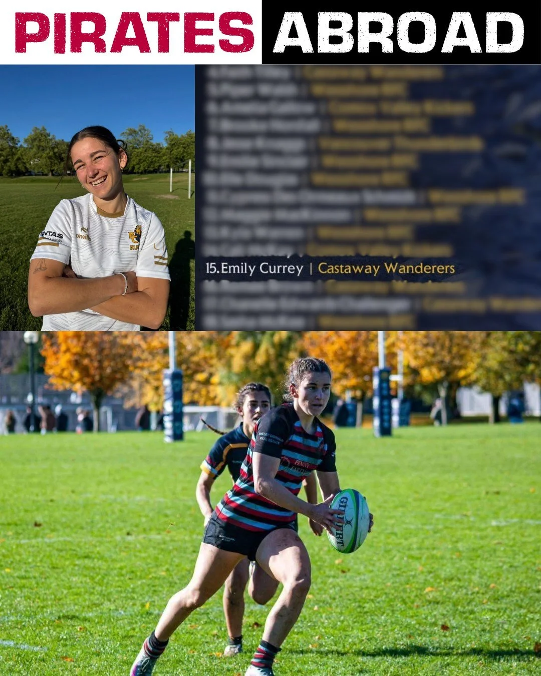 Emily Currey. Since U16s, Emily has been playing abroad in Canada for 2 years for Castaway Wanderers. She&rsquo;s wrapping things up by playing in the British Colombia Provincial Championship this weekend which is playing at the highest level&hellip;