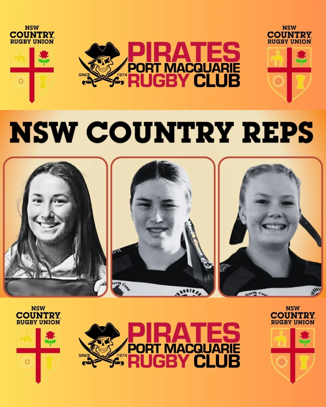 Massive congratulations to our 3 Junior Pirates selected for higher honours to represent NSW Country Rugby in Under 16 and U18 Girls! 

 Evie Hewens, Frankie Healy, Peyton Berry👏

https://www.facebook.com/share/p/1BRByAtdAD/
https://www.facebook.com