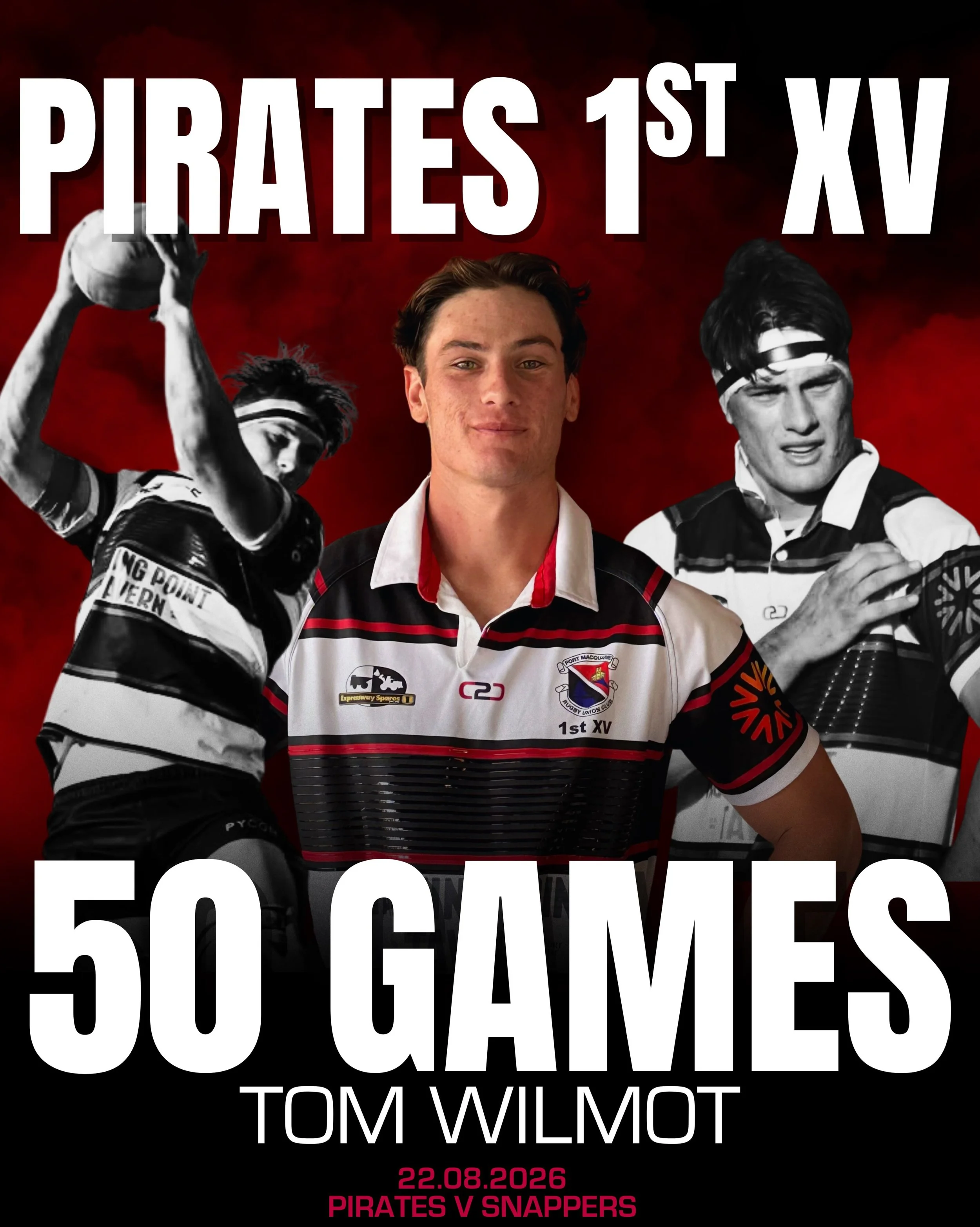 50 FIRST XV PIRATES GAMES 

Tom Wilmot 🏴&zwj;☠️ 1st XV Captain

From his early days running out under the Friday night lights as a nine-year-old to leading the charge today, Tom&rsquo;s journey with the Port Pirates Rugby Union is the stuff of club 