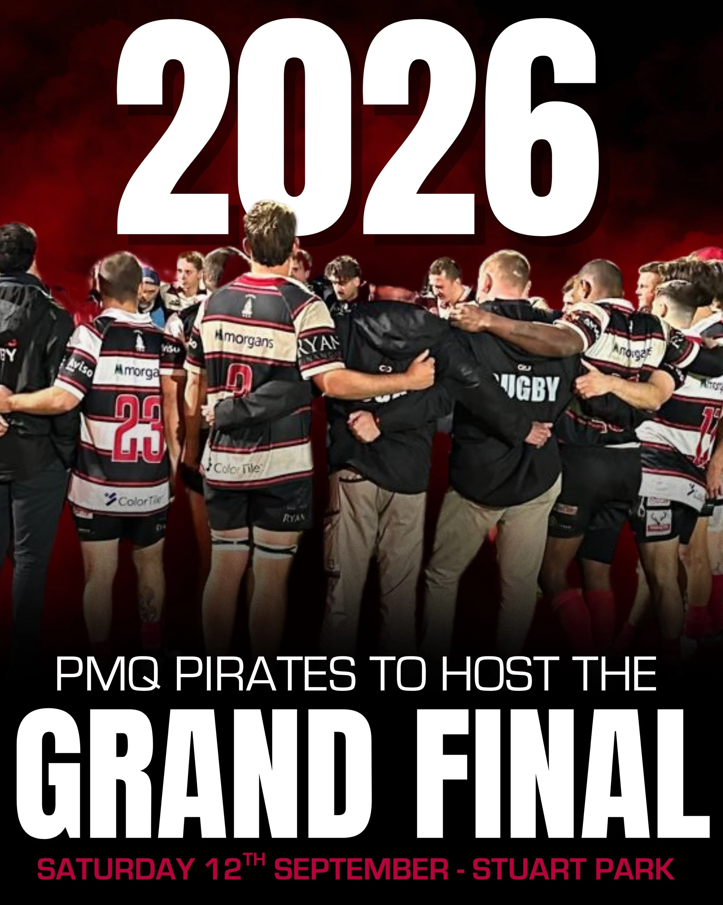 📣 2026 GRAND FINAL 🏉

📍Stuart Park, PMQ | 2 Woods Street 
🗓️ Saturday 12th September 

After a nail biting 1st XV Men&rsquo;s Major Semi - Final today our Pirates boys have brought the Mid North Coast Grand Final back home to Pirate Park with a 2