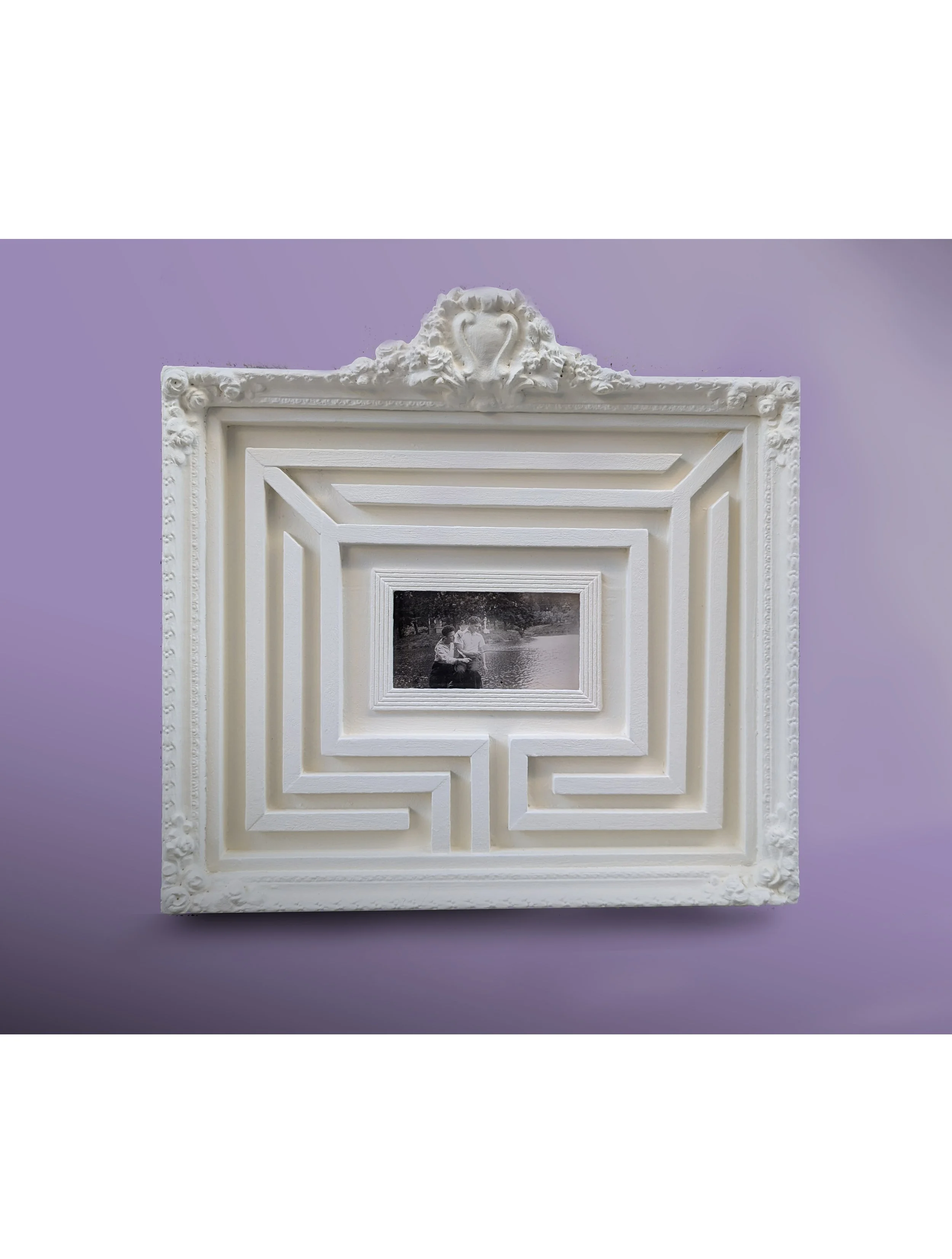Framed Labyrinth with Couple Fishing in Inner Sanctum