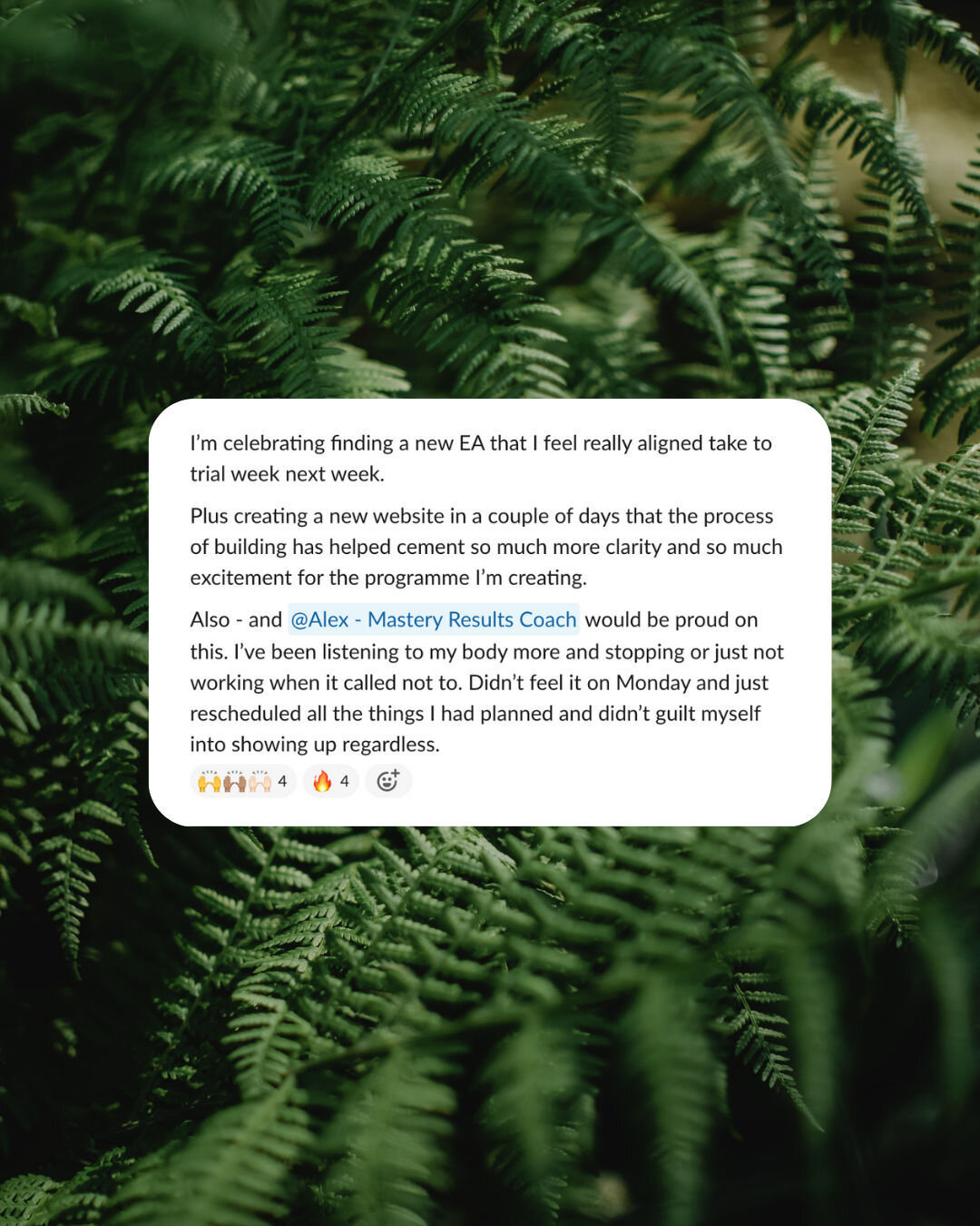 This thread has made our week 🔥

Our community is...
👉 Bringing on new staff to help them focus on their zone of genius
👉 Feeling 'in my groove' as they step into their evolution
👉 Feeling invigorated with clarity and direction for their business