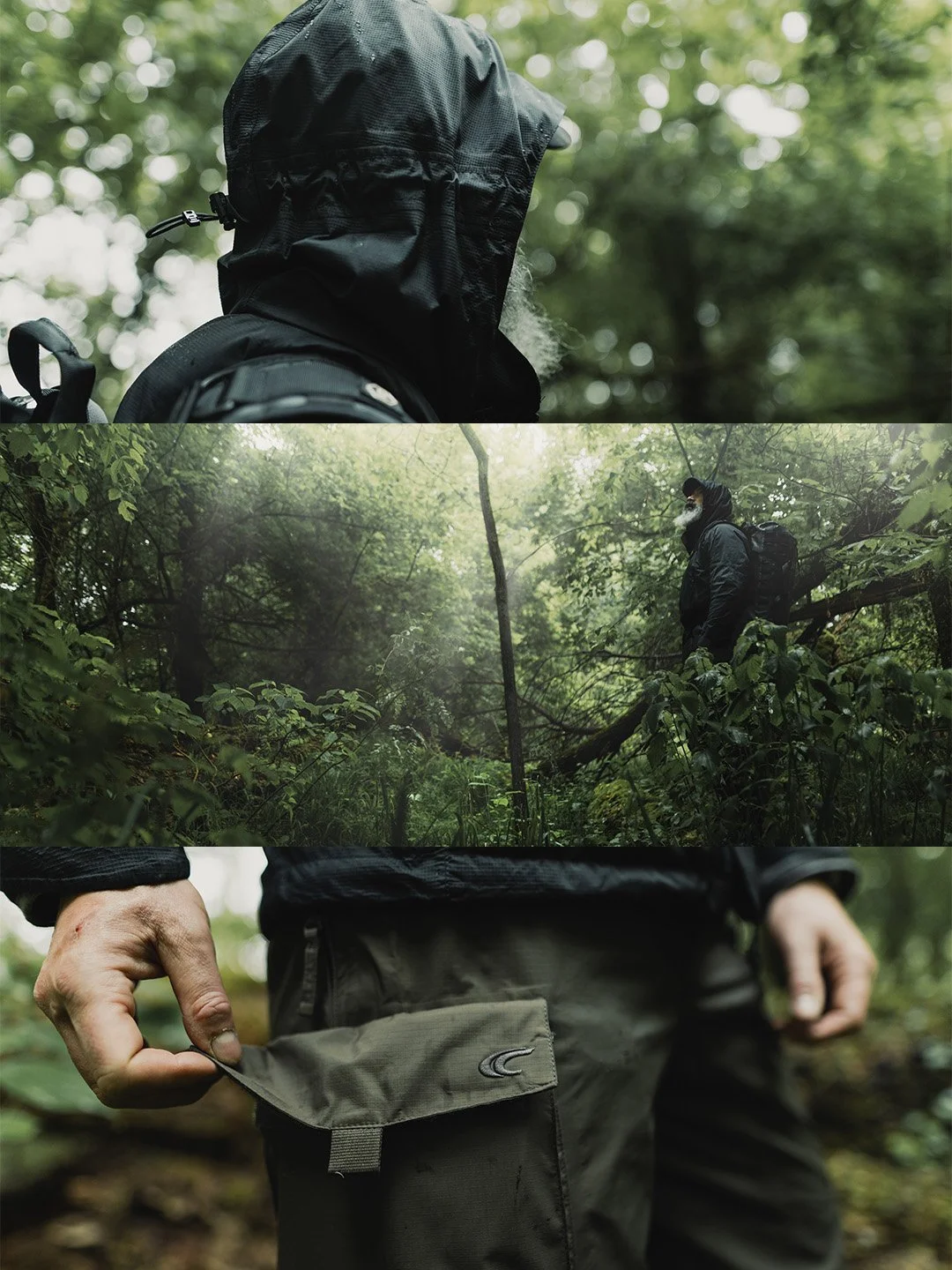 Carinthia Pro PRG Jacket close up details  during a demanding Forest shoot in the Alps by Alex Wander Photography