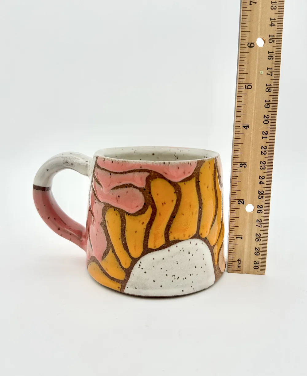Flower Mug Orange, Pink, & Peach — Sidecar Ceramics