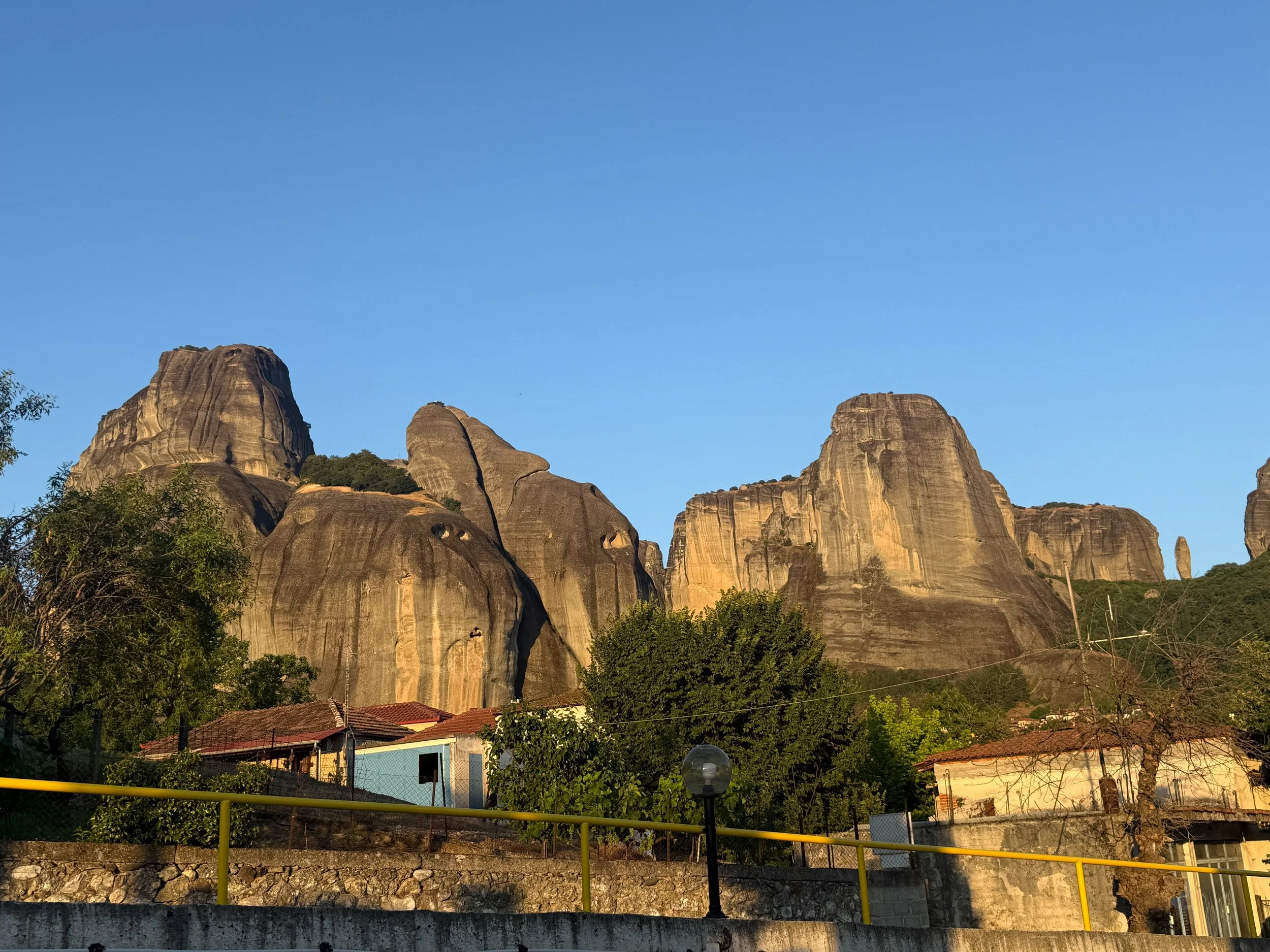 Pinnacles of Meteora from our hotel restaurant