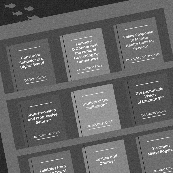 Illustration of books on a book shelf.