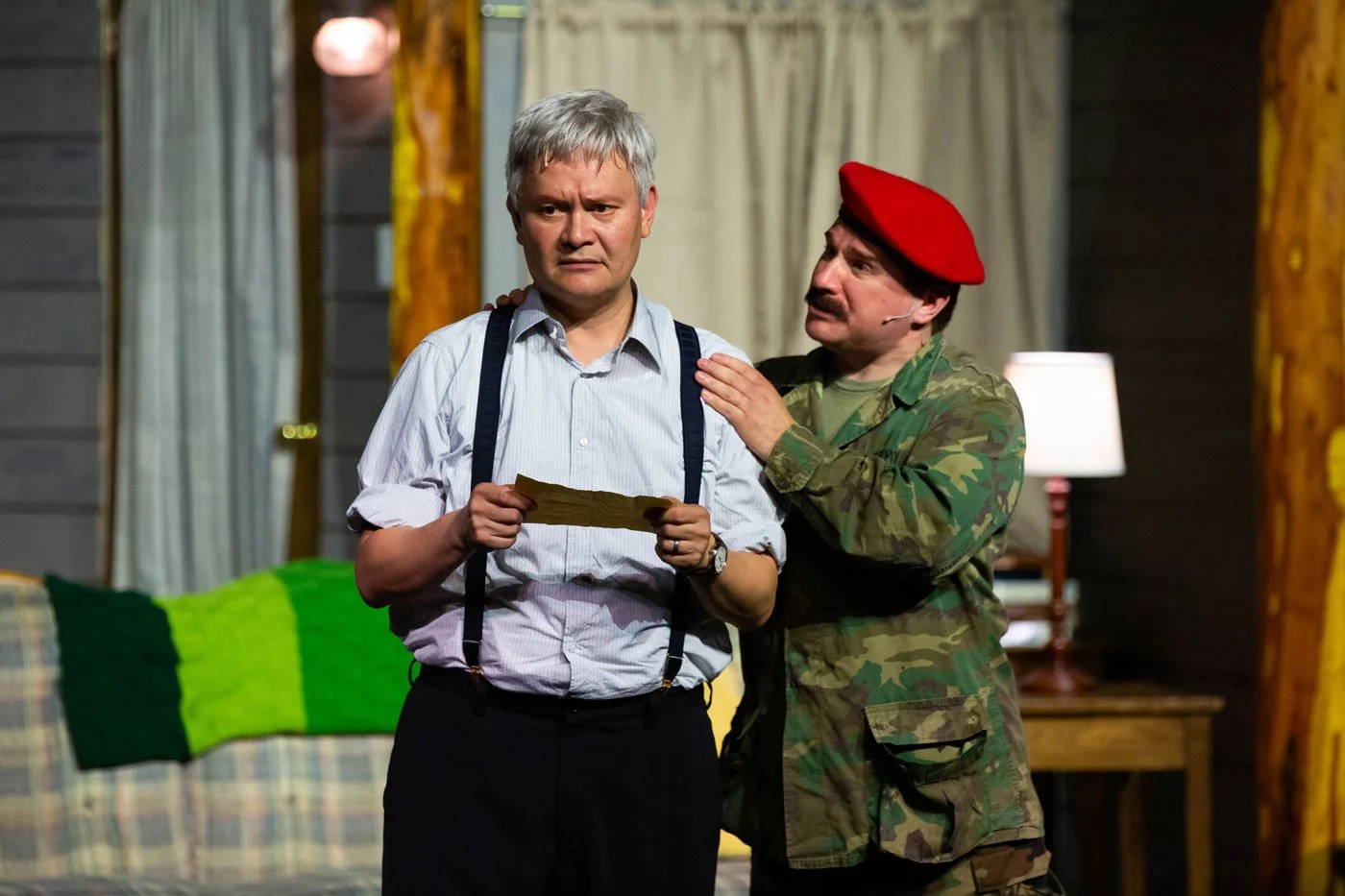 Lawrence Lesher and Timothy Cox in the 2025 Summer Theatre production of The Foreigner.