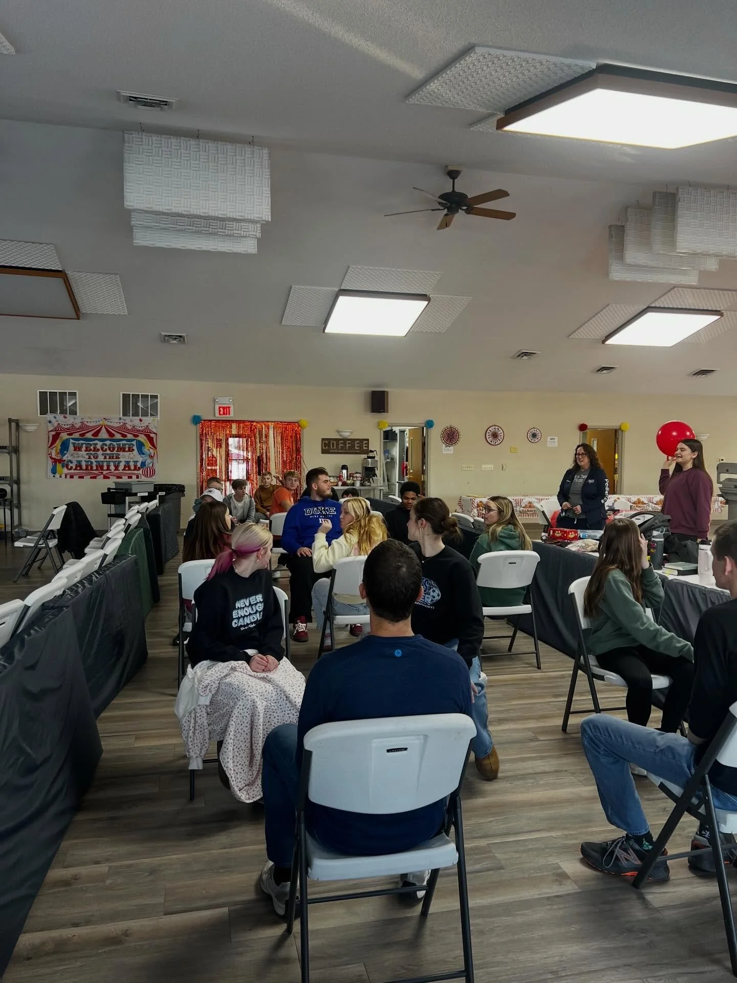 Some highlights from Frostbite day 1!! ❄️

- really AMAZING time with the Lord!
- human fuseball 
- great hangout time and games!
- nerf gun battle
- carnival theme dinner!! 

 Thank you Jesus for these high schoolers!