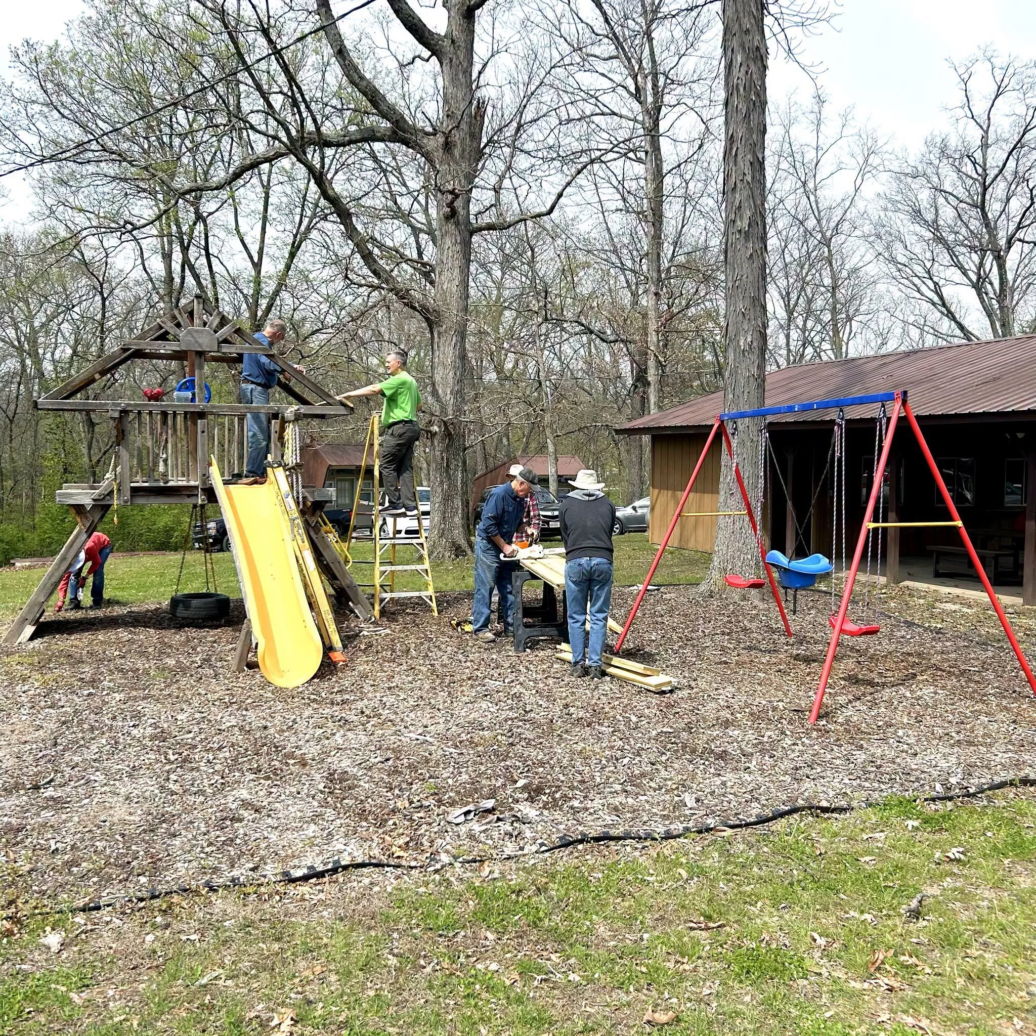 A huge thank you to all of our many volunteers who spent their Saturday with us for our annual Spring Work Day!

Our crews had a super-successful day preparing the grounds for our summer camps. They power-washed the tabernacle floor and chairs, clean