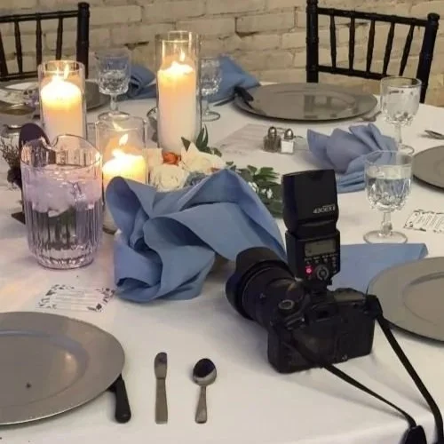 Camera on wedding table