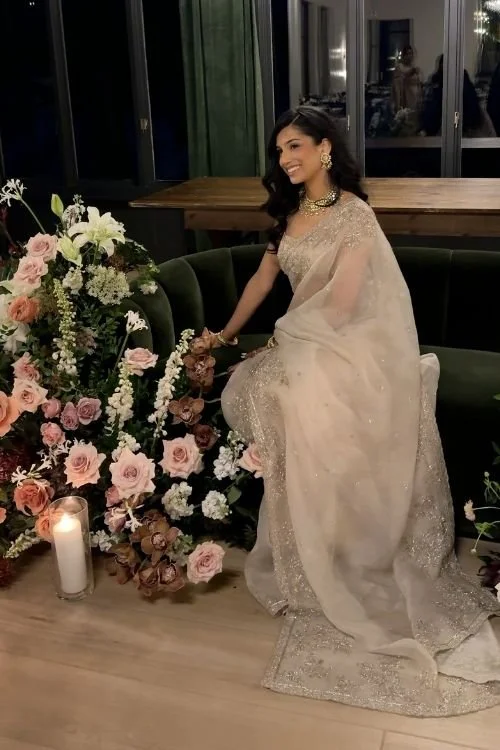 Woman smiling on couch