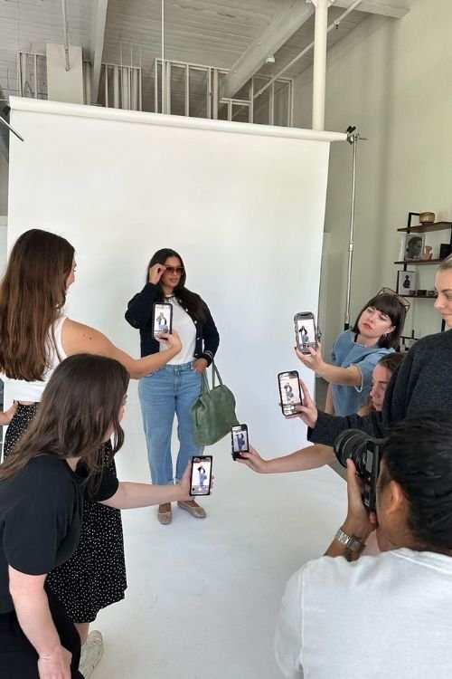 photoshoot with 5 iphones taking photos