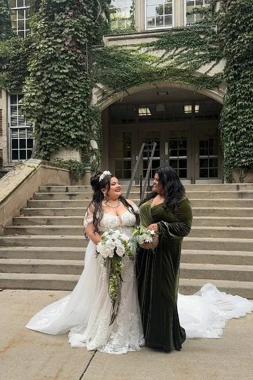 Bride and Bridesmaid at Aquinas College