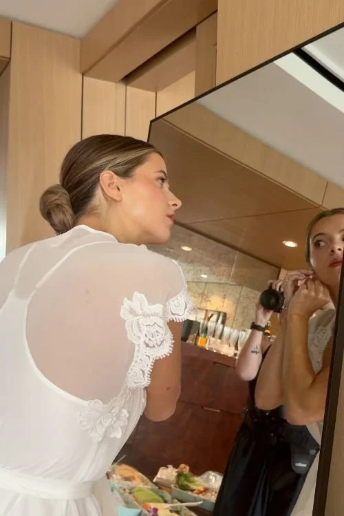 Bride Getting Ready in Bridal Suite