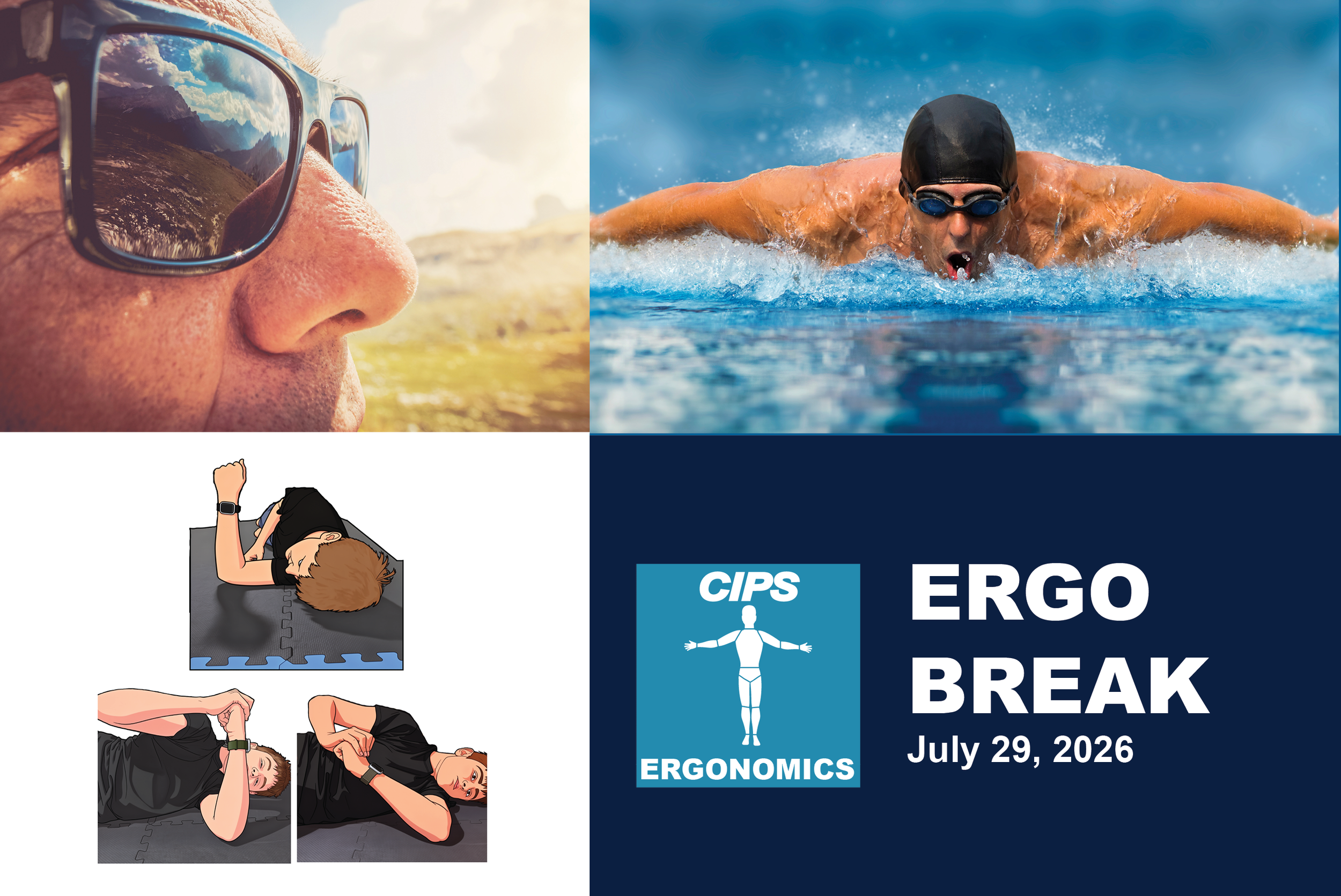 Outdoor Eye Protection, Sleeper Stretch, Swimming to Stay Active