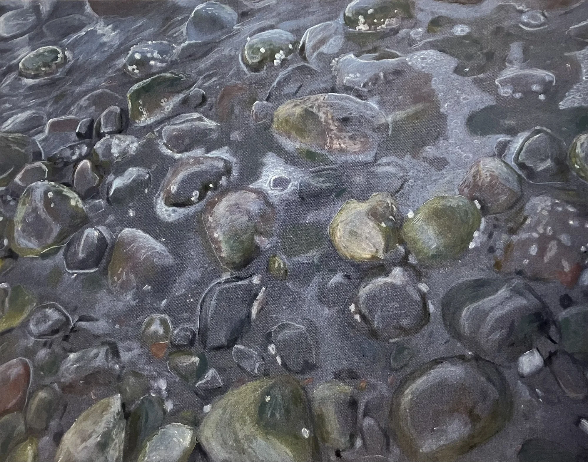 "Threaded Coast" 48 x 38 Acrylic on Stretched Denim