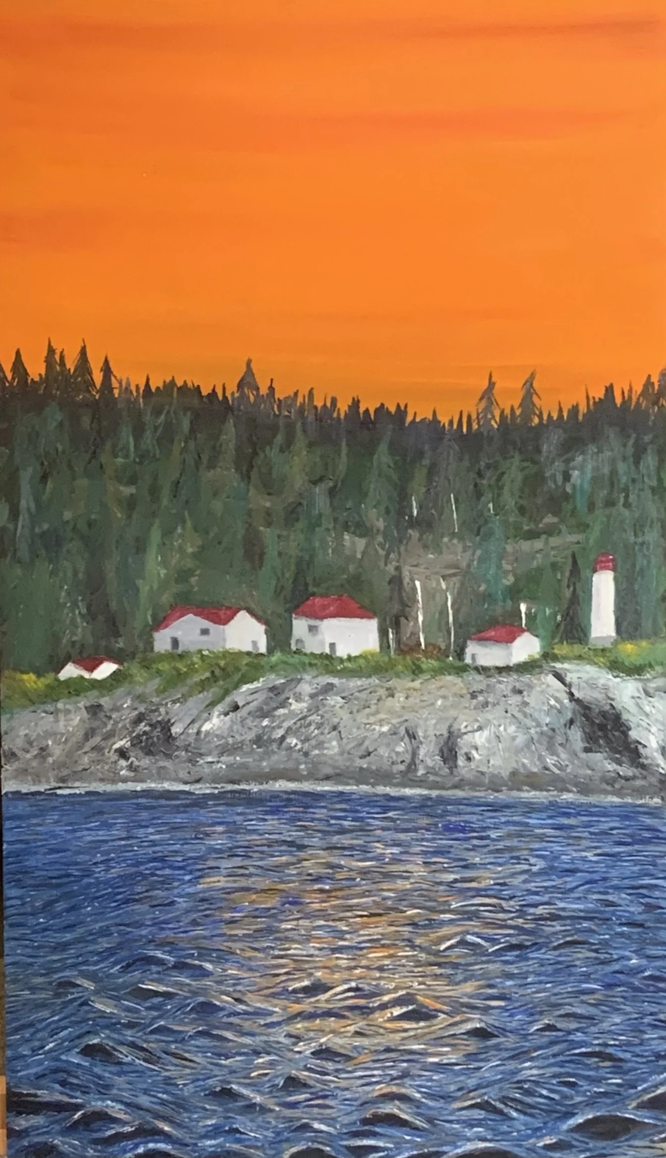 "Chrome Island" (2019) 16 x 28 oil painting on wood