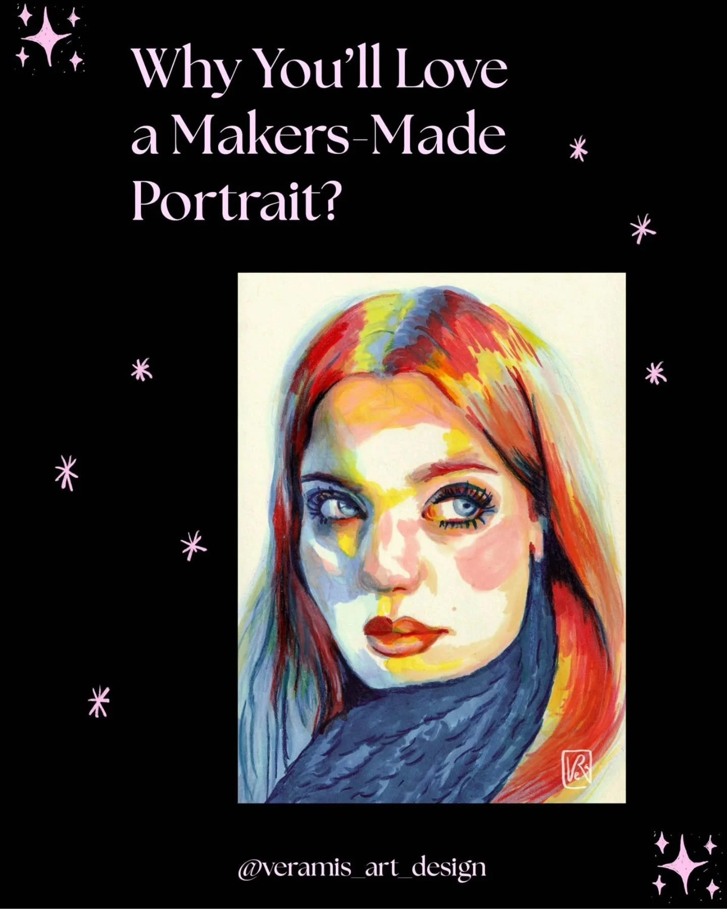 Why You&rsquo;ll Love a Makers-Made Portrait 💛

Let&rsquo;s talk about why you&rsquo;d want a portrait in this style and technique ✨

1. They&rsquo;re colorful
Each portrait is created with a limited palette of 3&ndash;4 colors you choose, designed 