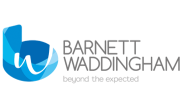 Barnett Waddingham logo with blue and gray design and text