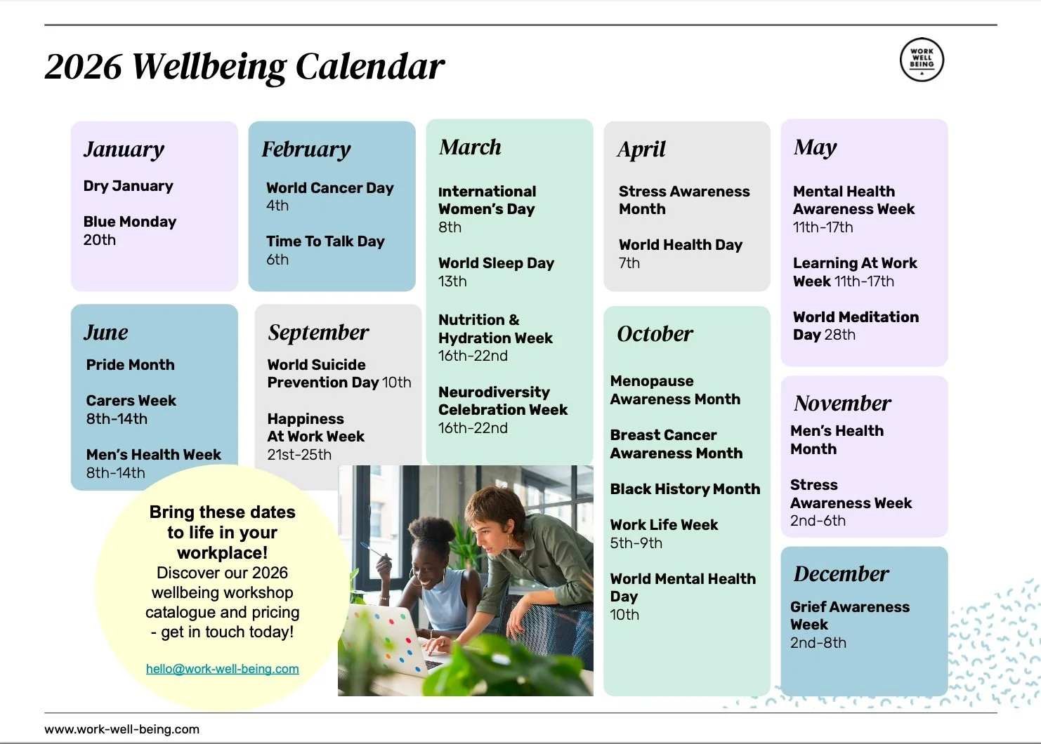 2026 Calendar - Workplace Wellbeing — Work Well Being