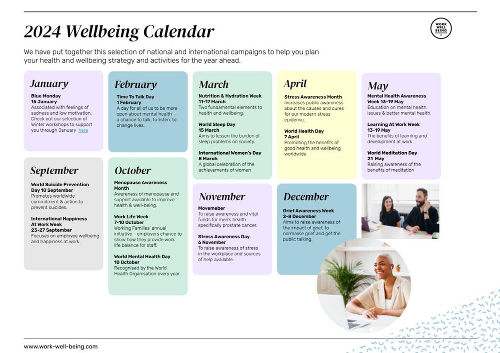 2024 Wellbeing Calendar Workplace Wellbeing — Work Well Being