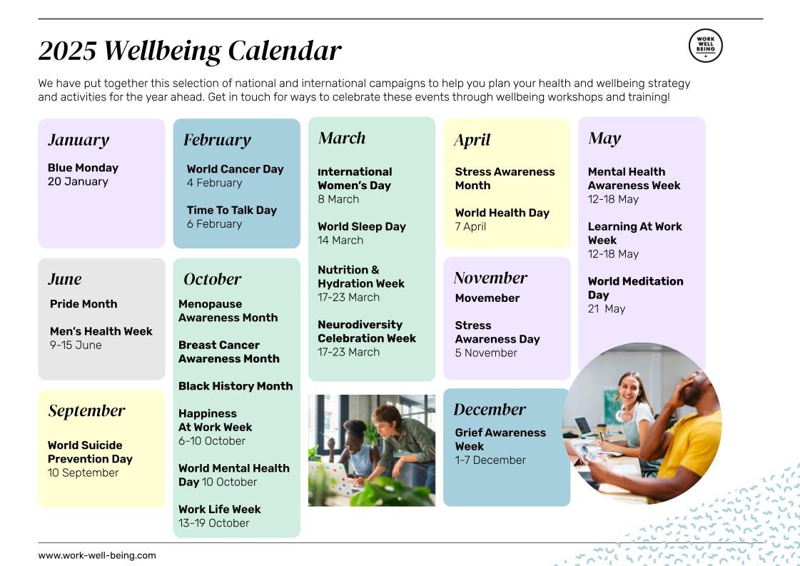 2025 Calendar Workplace Wellbeing — Work Well Being Wellbeing Calendar 2025 Uk