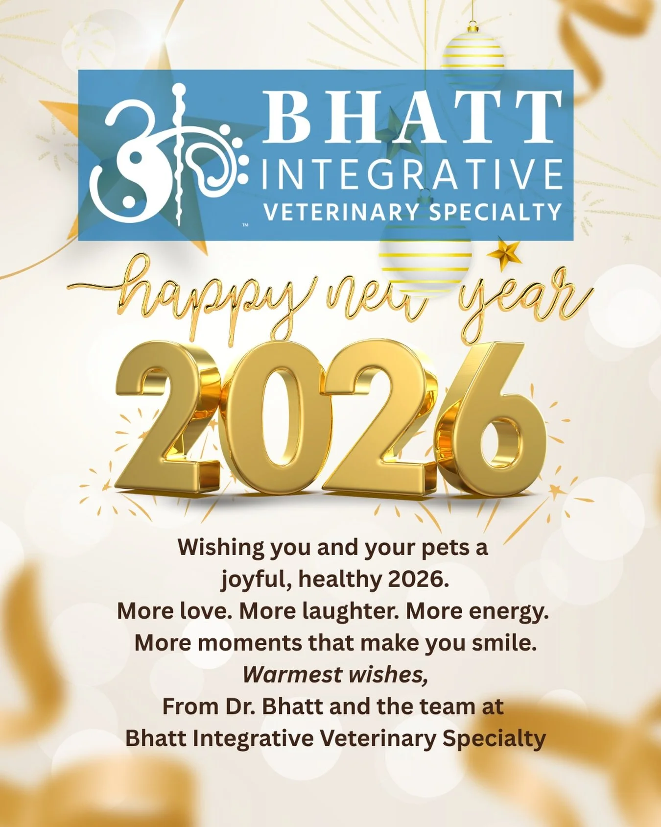 A new year is here.
And we are so grateful you are part of our world.

Thank you for trusting us with your pets.
Thank you for the laughs, the cuddles, the wins, and the joy your pets bring through our doors.

We are looking forward to another year o